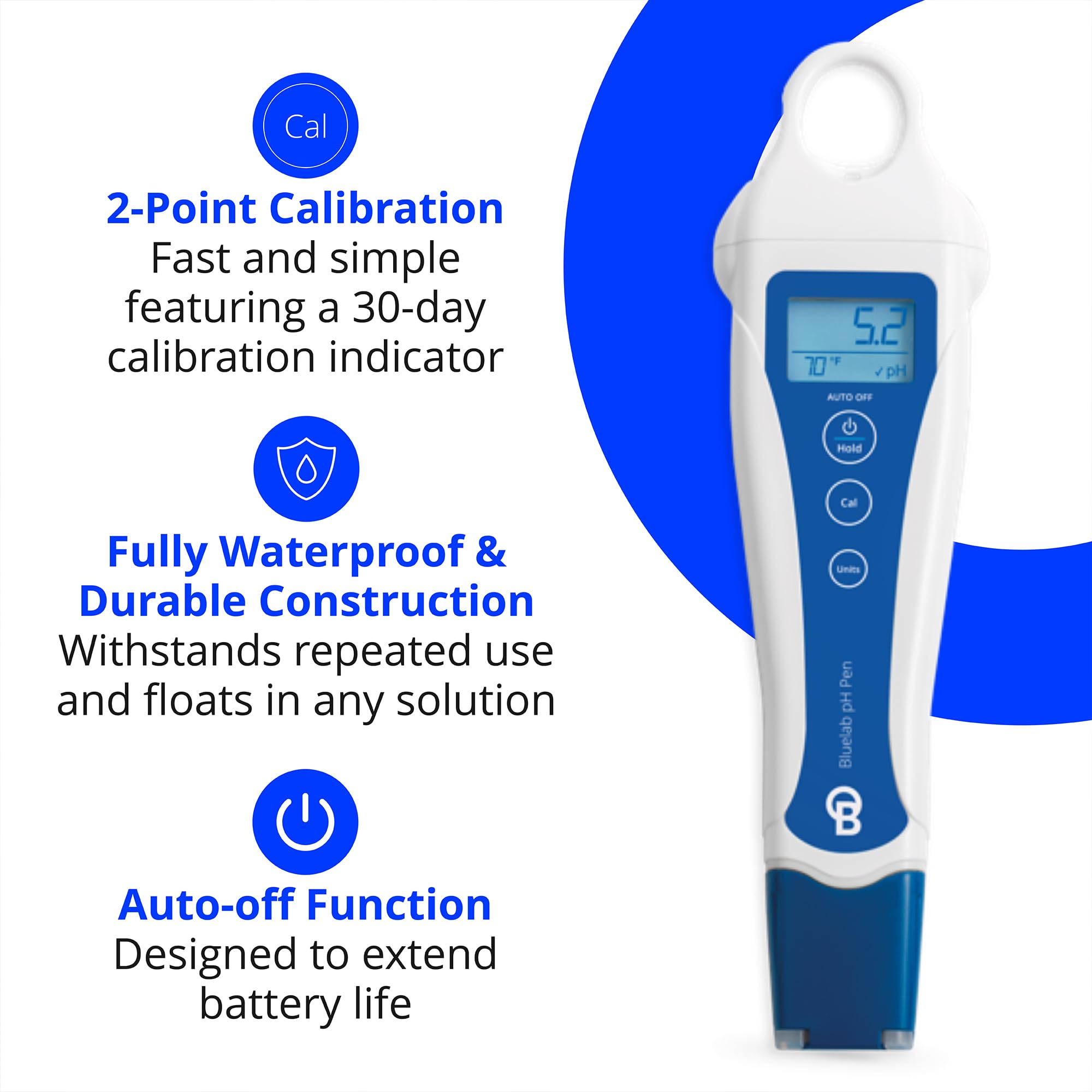 Bluelab pH Pen Meter & Probe Care Kit with Calibration Solution, Storage Liquid & Cleaning Brush - Digital pH & Temperature Tester for Hydroponics, Aquariums & Plant Growth - Ensure Optimal Plant Health & Higher Yields