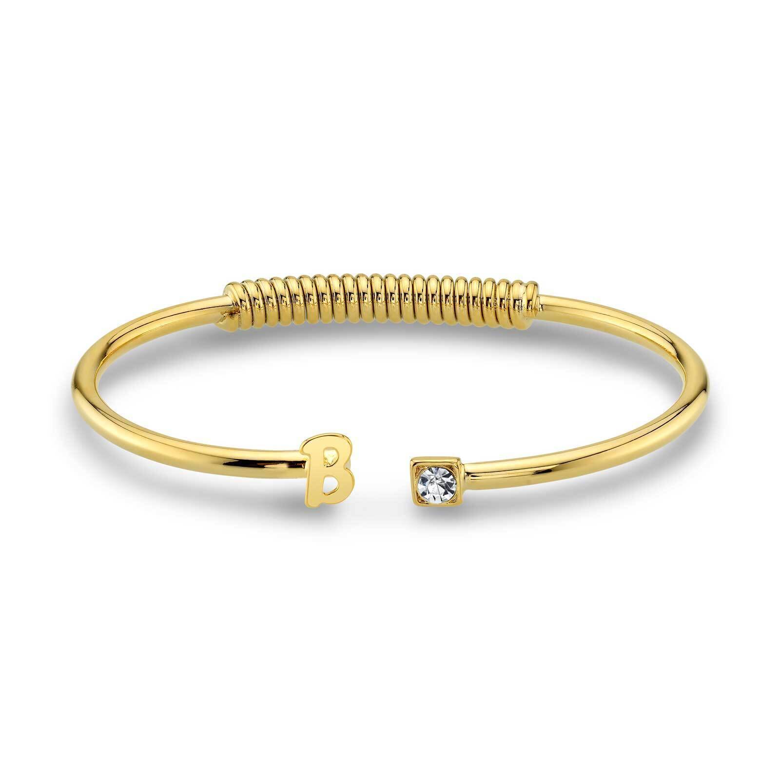 1928 Initial Cuff Bracelet with Crystal Accent - Personalized Letter Jewelry for Women, Perfect for Gifts, Parties, and Special Occasions