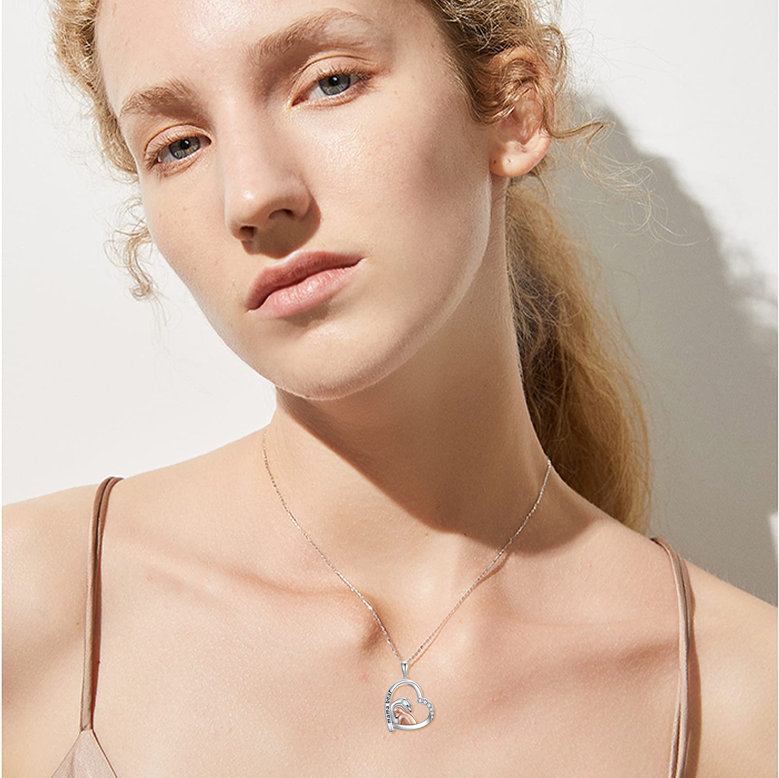 Elegant Sterling Silver Mama Bear Pendant Necklace - Perfect Mother's Day & Birthday Gift for Mom - Ideal for Everyday Wear & Special Occasions