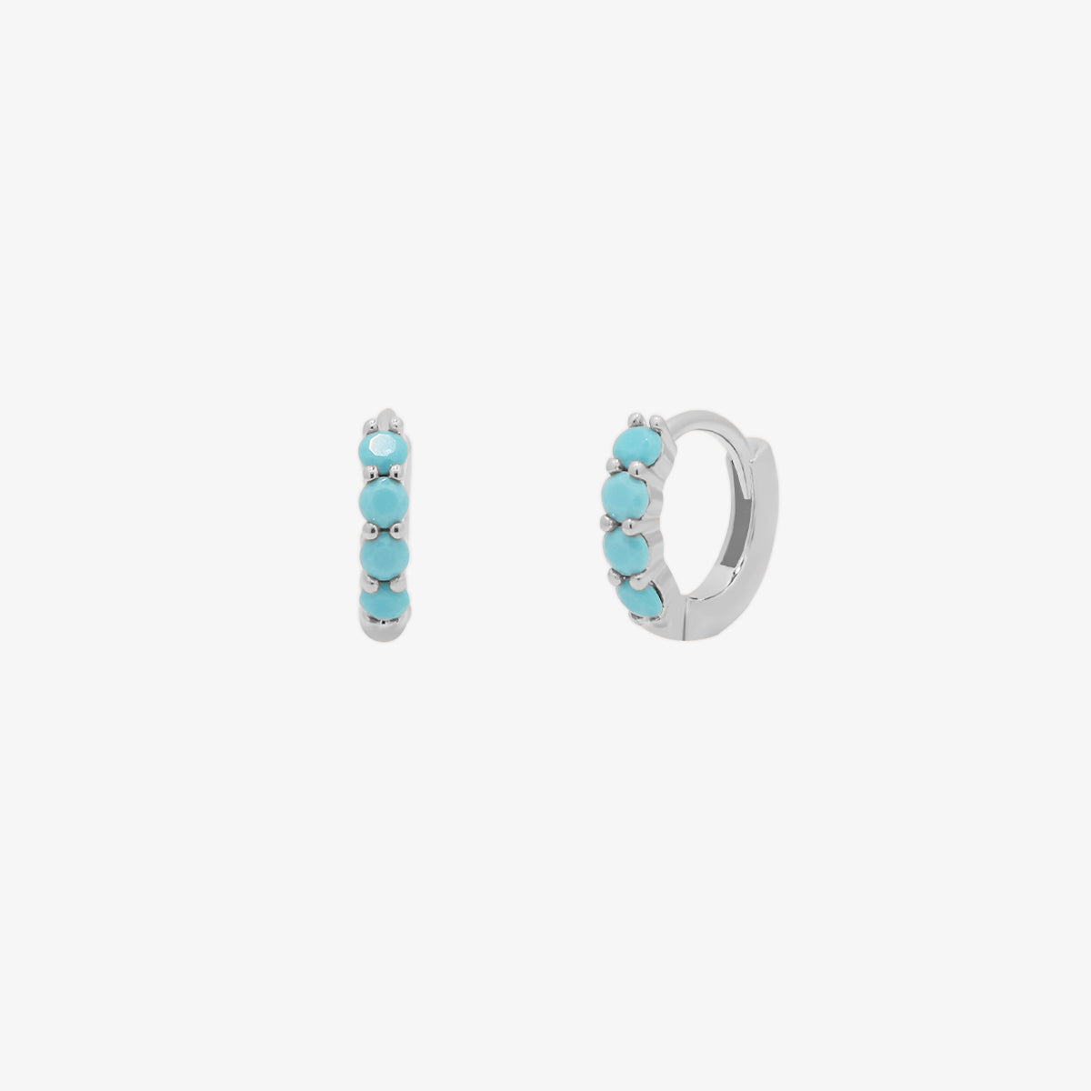 Turquoise Pave Huggie Earrings for Women - Dainty Boho Hoop Earrings for Everyday Wear | Perfect for Casual, Office & Party Outfits