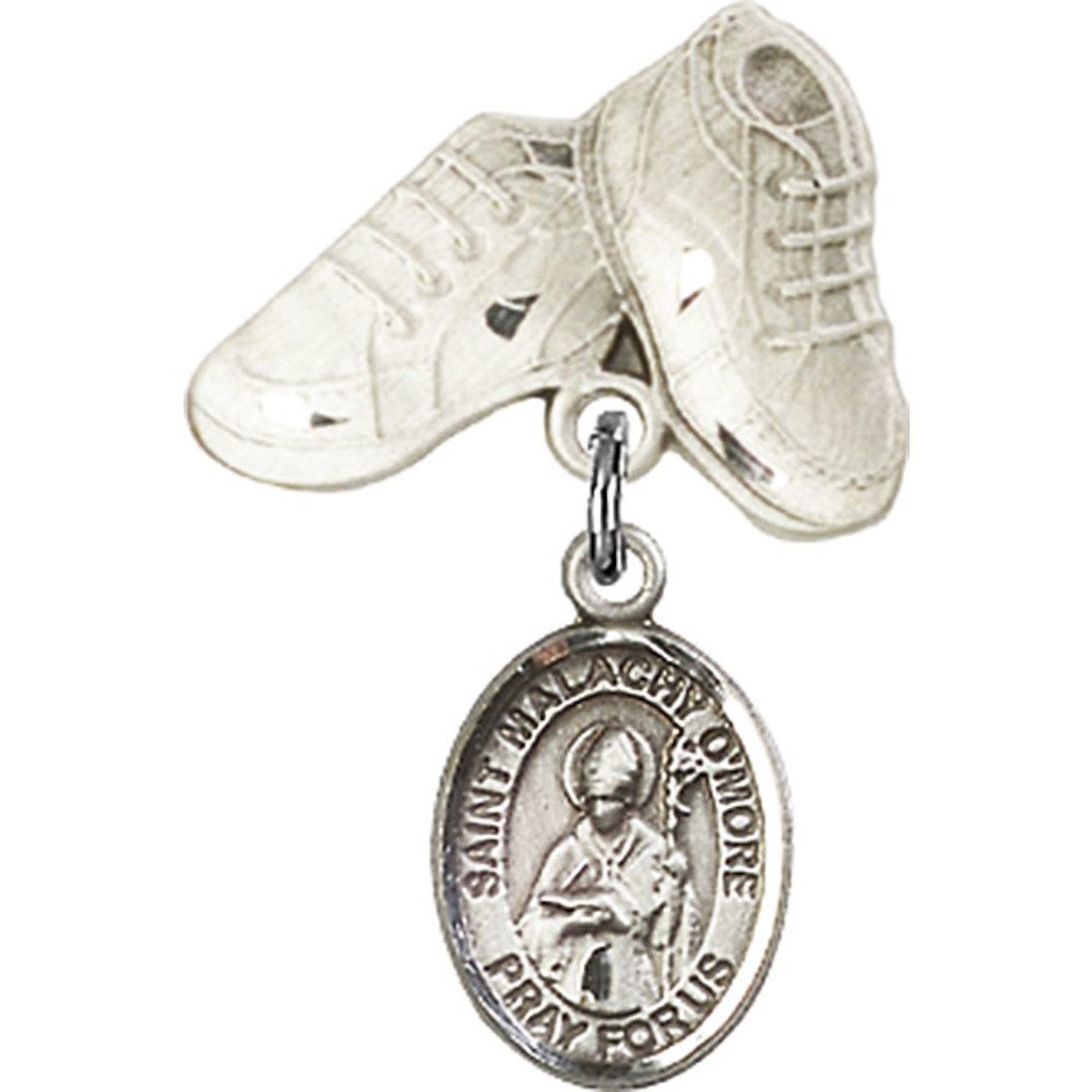 Sterling Silver Baby Badge with St. Malachy O'More Charm & Baby Boots Pin - 1