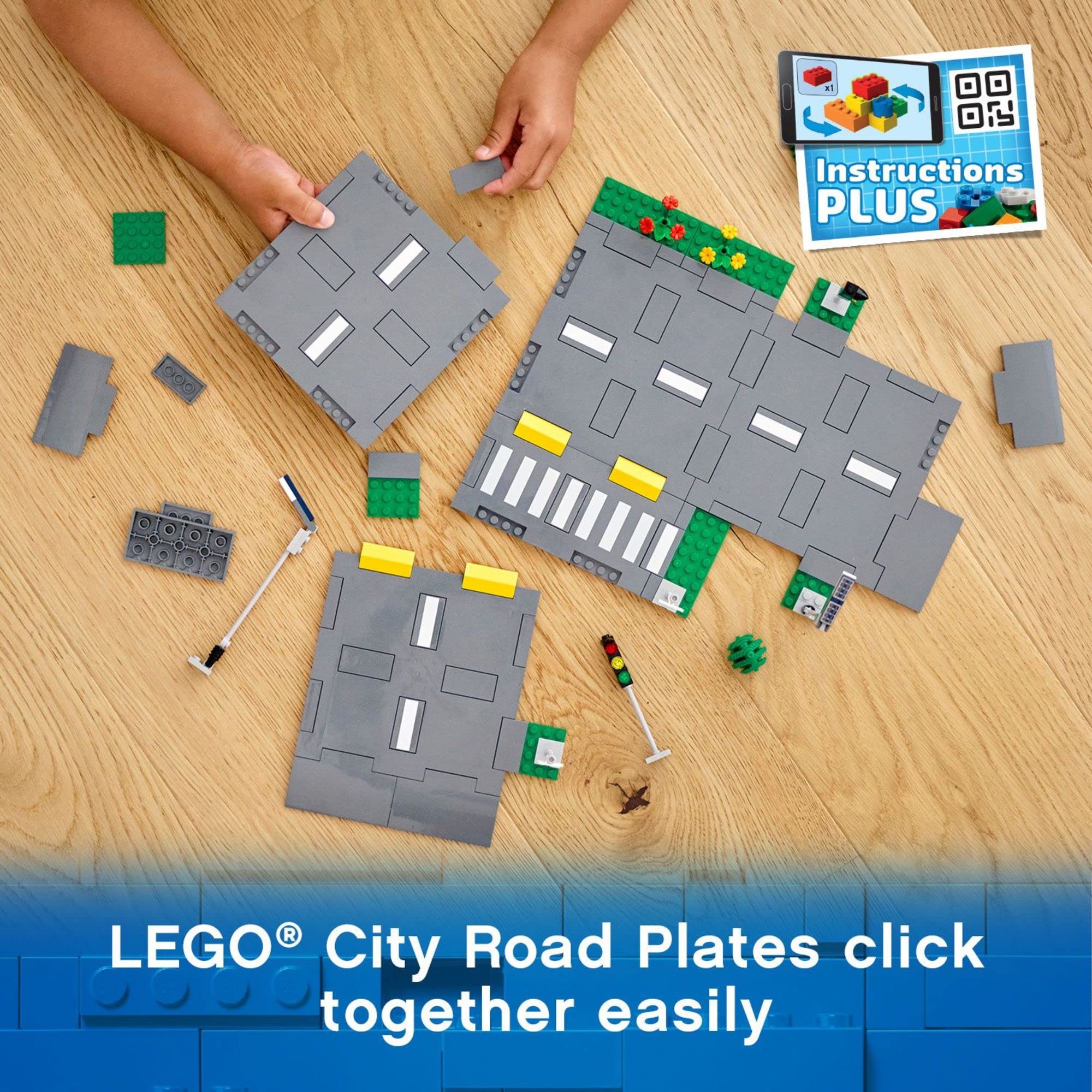 LEGO City Road Plates 60304 - Building Toy Set with Traffic Lights, Trees & Glow in The Dark Bricks | Compatible with All City Series Sets | STEM Learning Gift for Kids Ages 5+ | Perfect for Creative Play, City Building & Interactive Learning Scenes