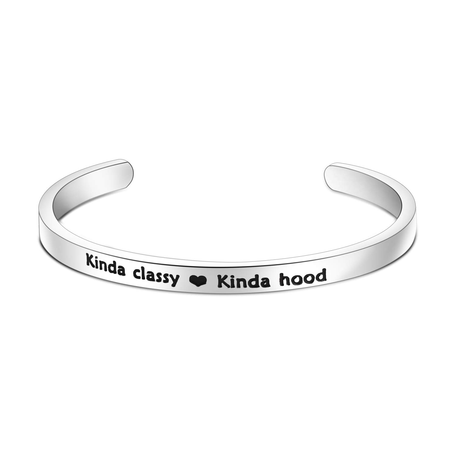 Best Friend Cuff Bangle Jewelry - Funny Women's Bracelet Gift for Ghetto Friend, Kinda Classy Kinda Hood, Perfect for Birthdays, Anniversaries, and Everyday Wear