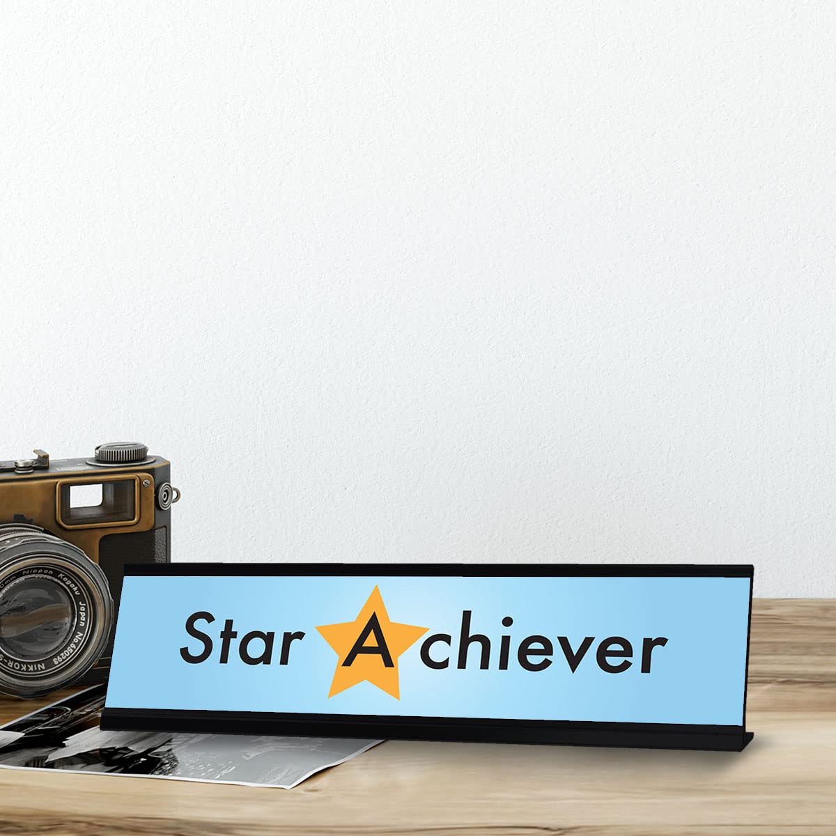 Star Achiever Student Desk Sign - 2 x 8 Inch Motivational Name Plate for Classroom, Office & Home Study - Perfect for Teachers, Kids & Remote Workers