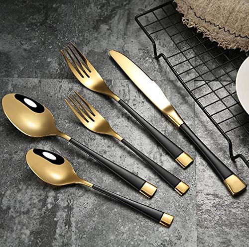 Premium MBB Banquet Flatware Set - 24-Piece Black & Gold Stainless Steel Cutlery Set for 3, Elegant Dinnerware for Wedding, Party & Holiday Dining Service