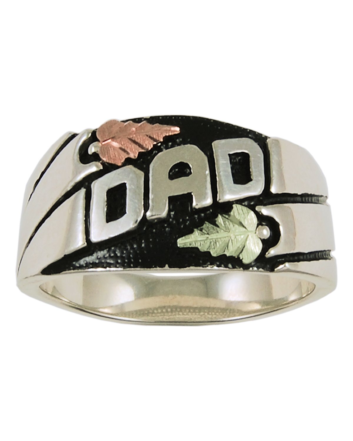 Antiqued Black Hills Gold Motif Ring for Men - Sterling Silver, 12k Green Gold & 12k Rose Gold - Perfect for Weddings, Anniversaries & Special Occasions