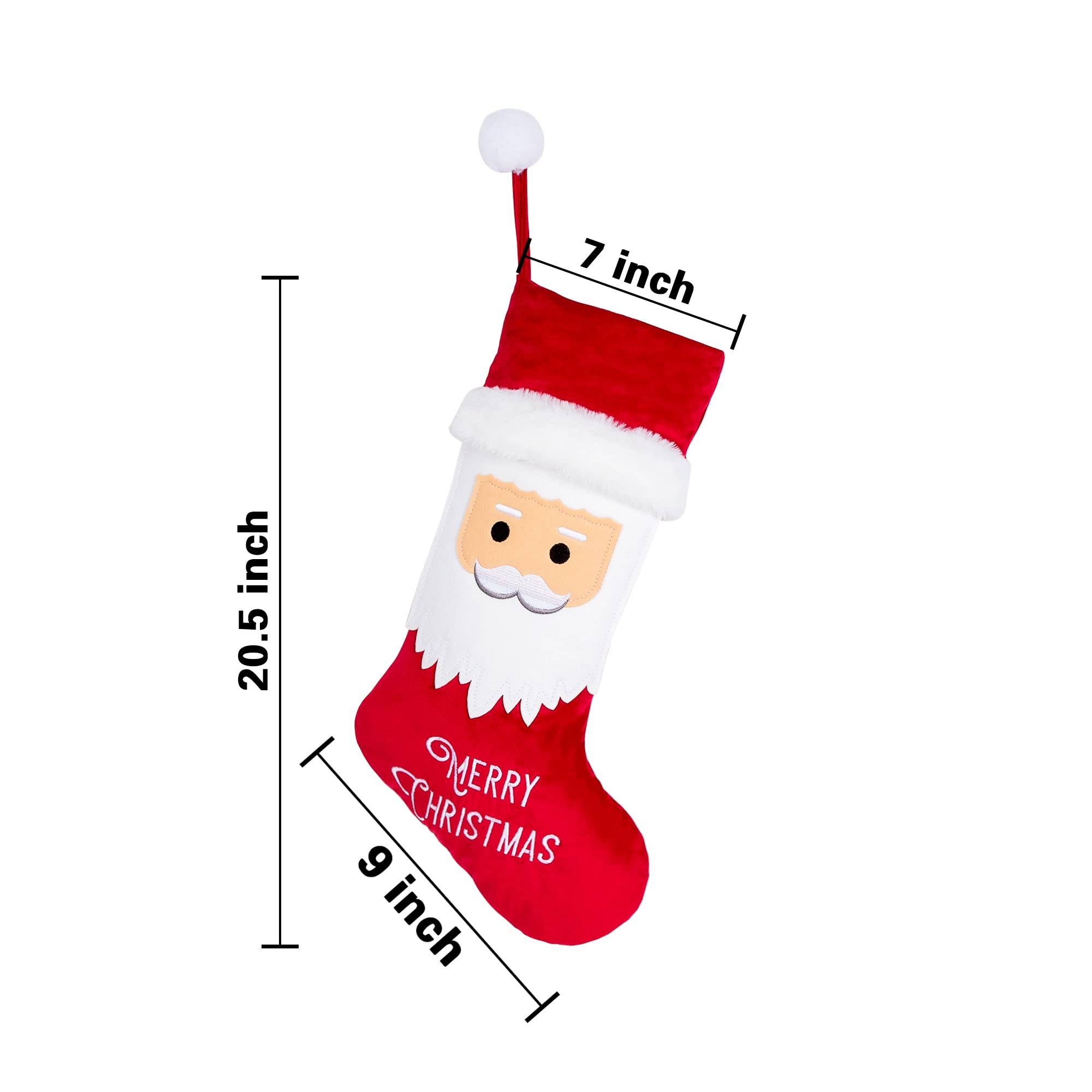 Luxury Velvet Christmas Stockings Set of 6 - 20.5 Inch Large Xmas Stockings for Family Holiday Decor | Classic Hanging Ornaments for Fireplace Mantel, Staircase & Festive Home Decoration