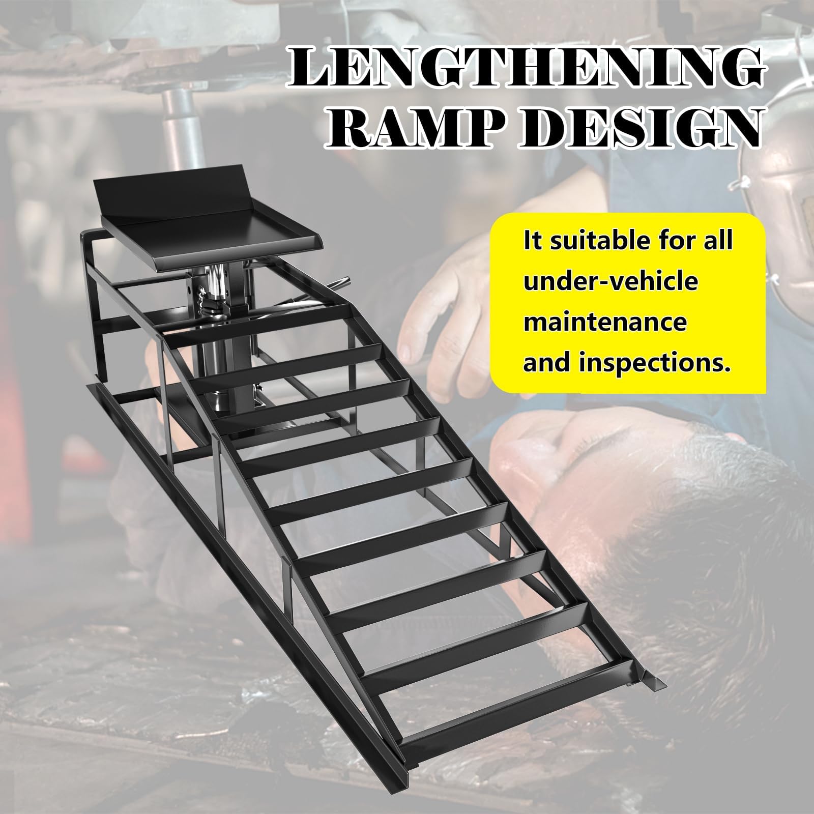 2Pcs Heavy Duty 10000lbs Capacity Hydraulic Car Ramps - Portable Auto Lift for Home Garage, Oil Changes & Vehicle Maintenance (Black) | Ideal for DIY Car Repairs, Tire Rotations & Underbody Inspections