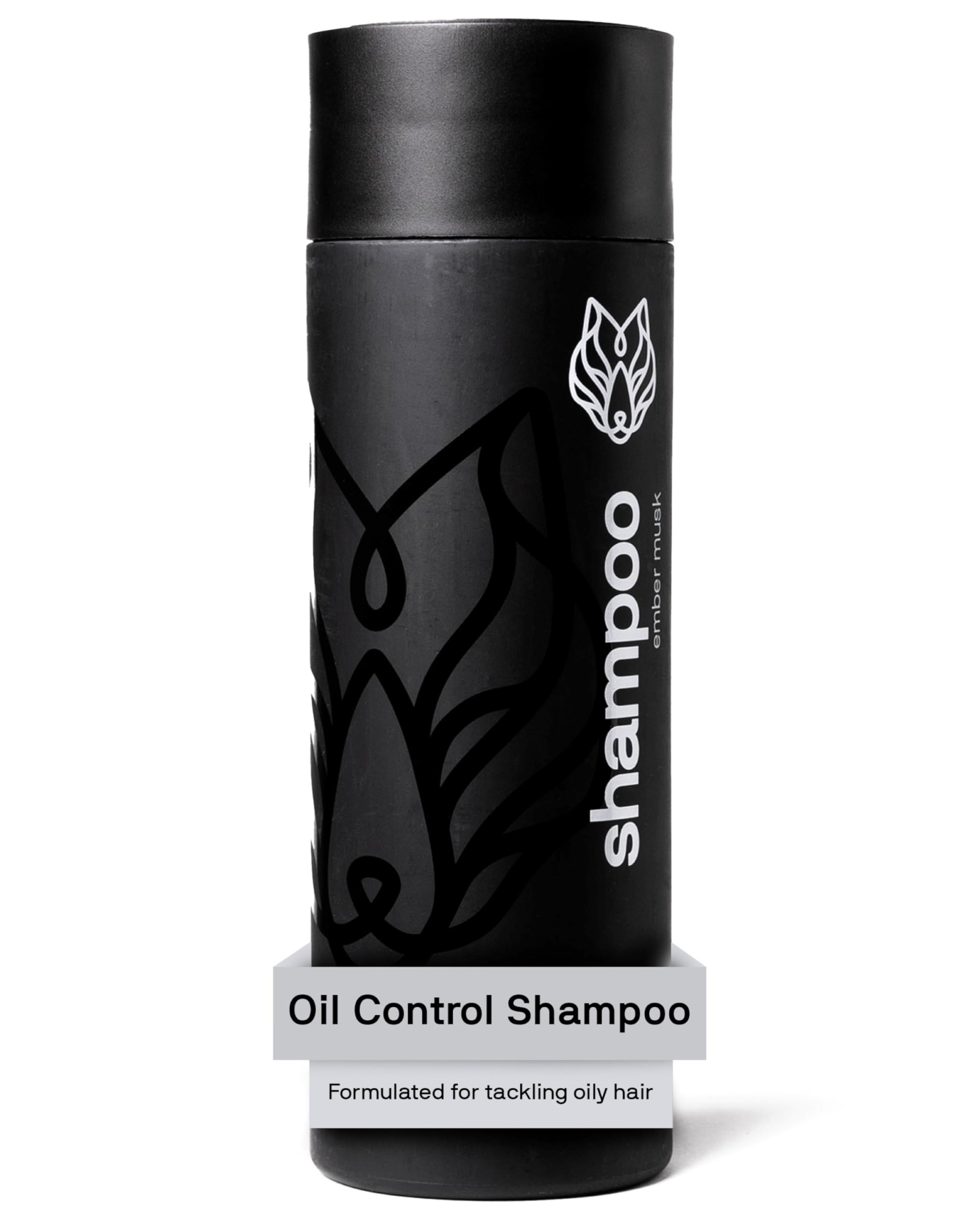 Black Wolf Men's Shampoo for Oily Hair - 12 Fl Oz Charcoal-Infused Oil Control Shampoo with Moisturizing & Deep Cleansing Formula | Hydrates & Nourishes Scalp | Daily Hair Care for Men | Perfect for Gym, Work & Active Lifestyles