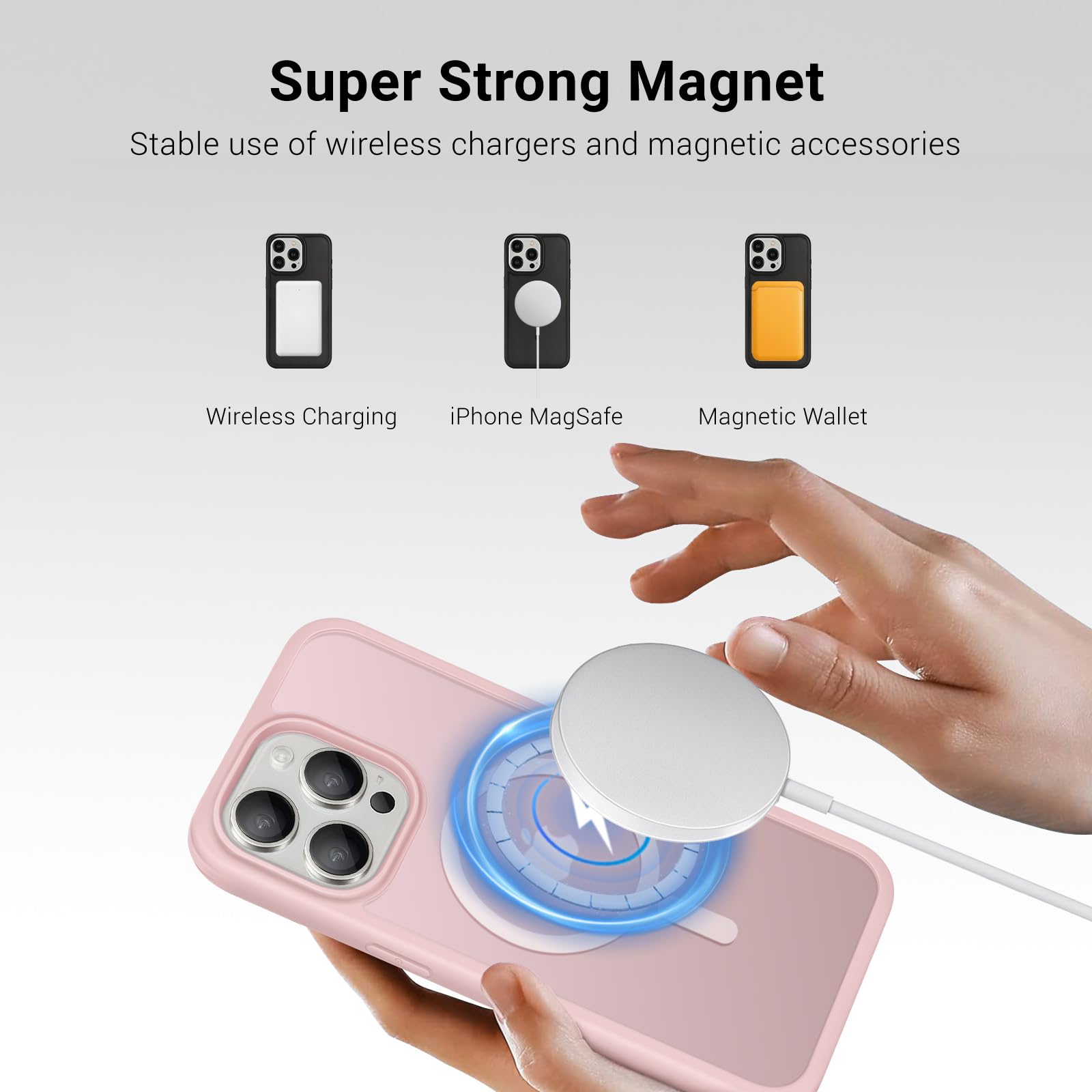XcaseBar Rugged iPhone 15 Pro Max Case with Built-in Tempered Glass Screen Protector | Shockproof Full-Body Protection | MagSafe Compatible | Rose Gold | Perfect for Outdoor Activities, Travel & Daily Use