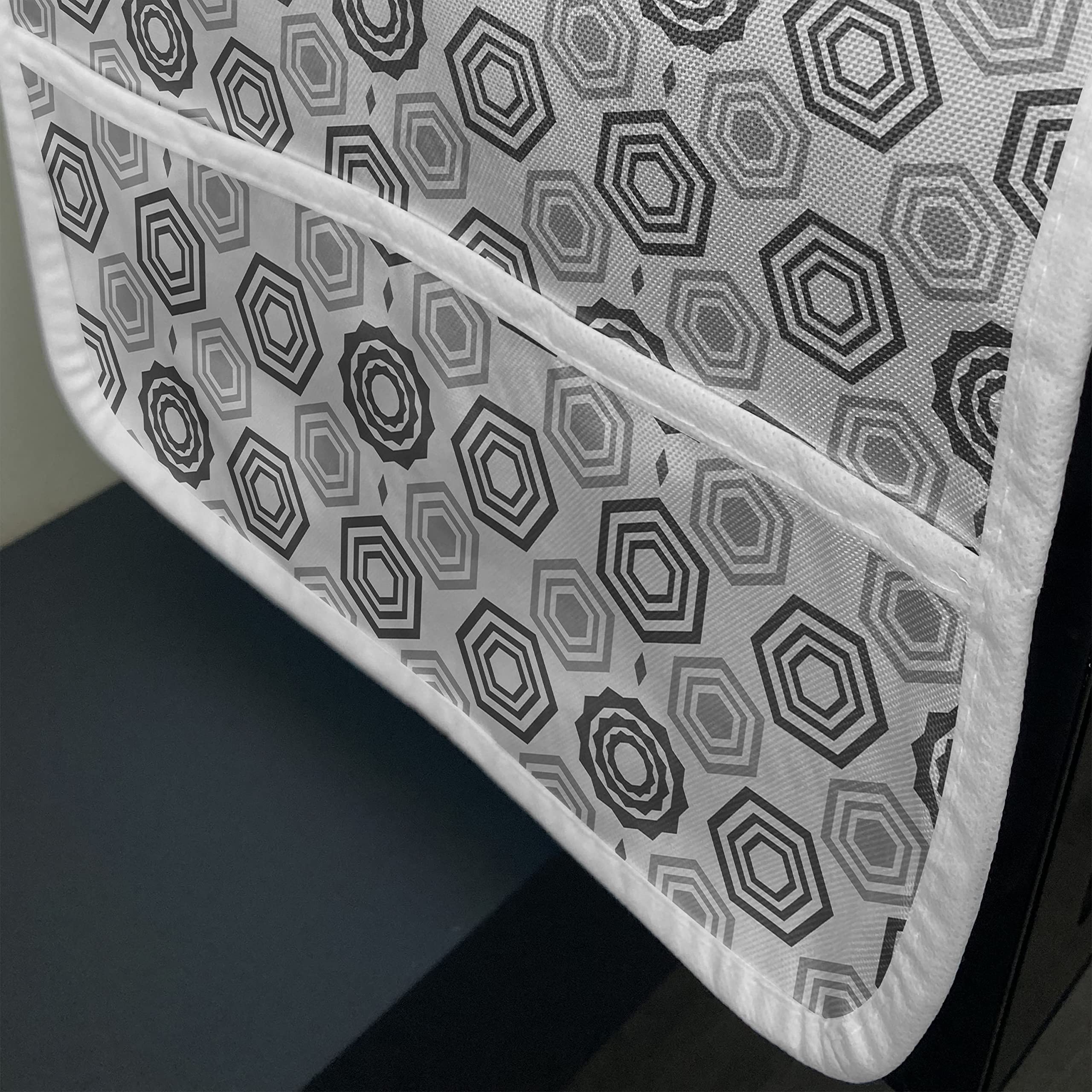 Ambesonne Geometric Microwave Oven Cover - Blue Abstract Hexagon Print Waterproof Kitchen Organizer with Pockets, 36