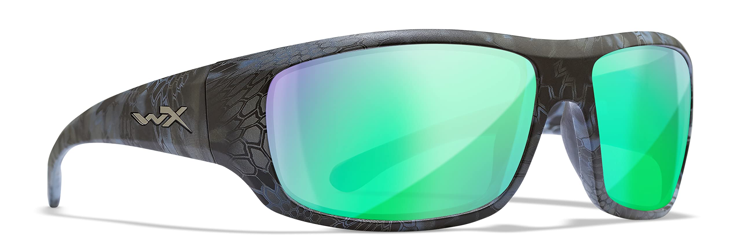 Wiley X WX Omega Captivate Polarized Safety Sunglasses for Men & Women - ANSI Z87.1 Certified UV Protection for Shooting, Fishing, Biking - Kryptek Neptune Frame with Green Mirror Lenses | Outdoor Sports & Active Lifestyle Eyewear