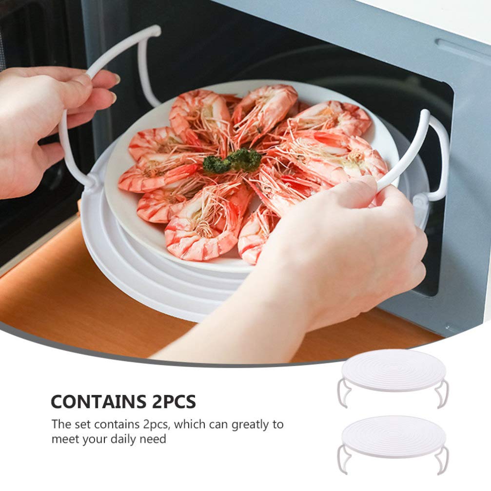 2-Piece Microwave Steaming Rack Set - BPA-Free Plastic Steamer Plate Cover with Food Tray for Oven & Pressure Cooker | Kitchen Accessories for Healthy Cooking & Meal Prep