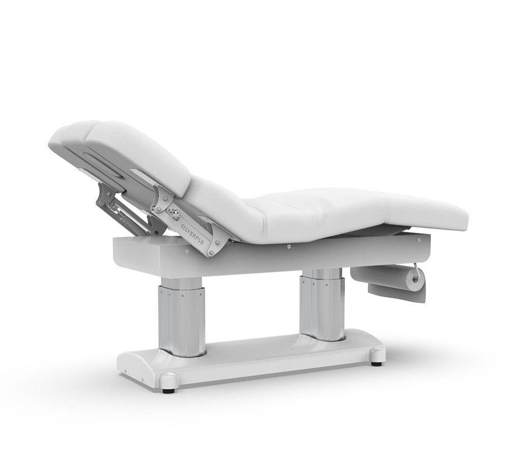Silverfox Professional Electric Massage Bed Spa Table 2249 - Adjustable Height Reclining Massage Table for Physical Therapy, Chiropractic & Home Use - White Luxury Spa Bed for Relaxation & Pain Relief