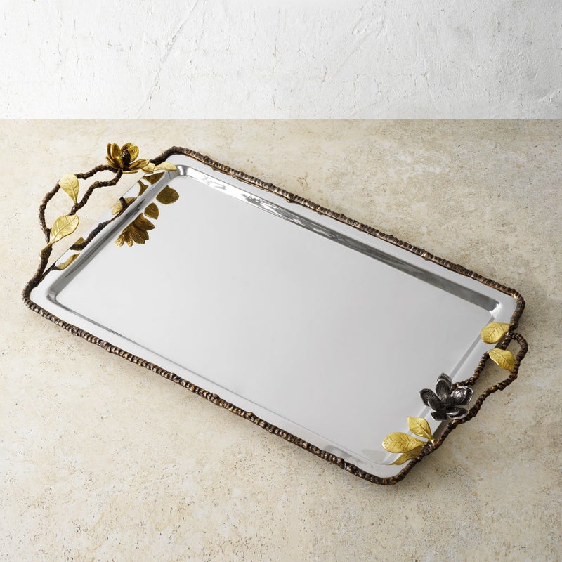 Vintage Floral Decorative Tray for Home Decor | Elegant Serving Tray for Coffee Table, Dining, and Gift Giving - Perfect for Parties, Weddings, and Tea Time