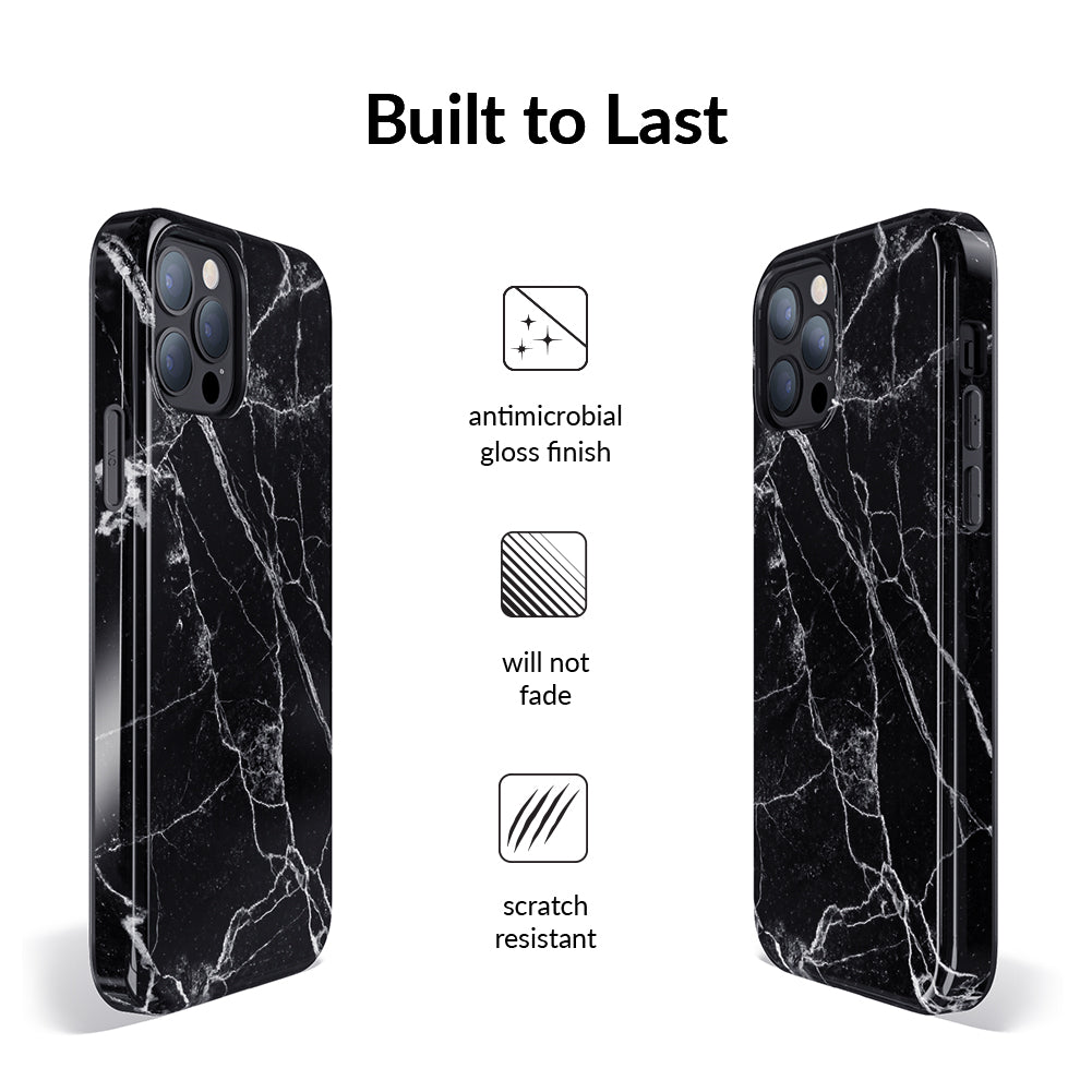 Premium Black Marble iPhone Case - Slim Protective Cover with Anti-Slip Grip | Perfect for Work, Travel & Everyday Use