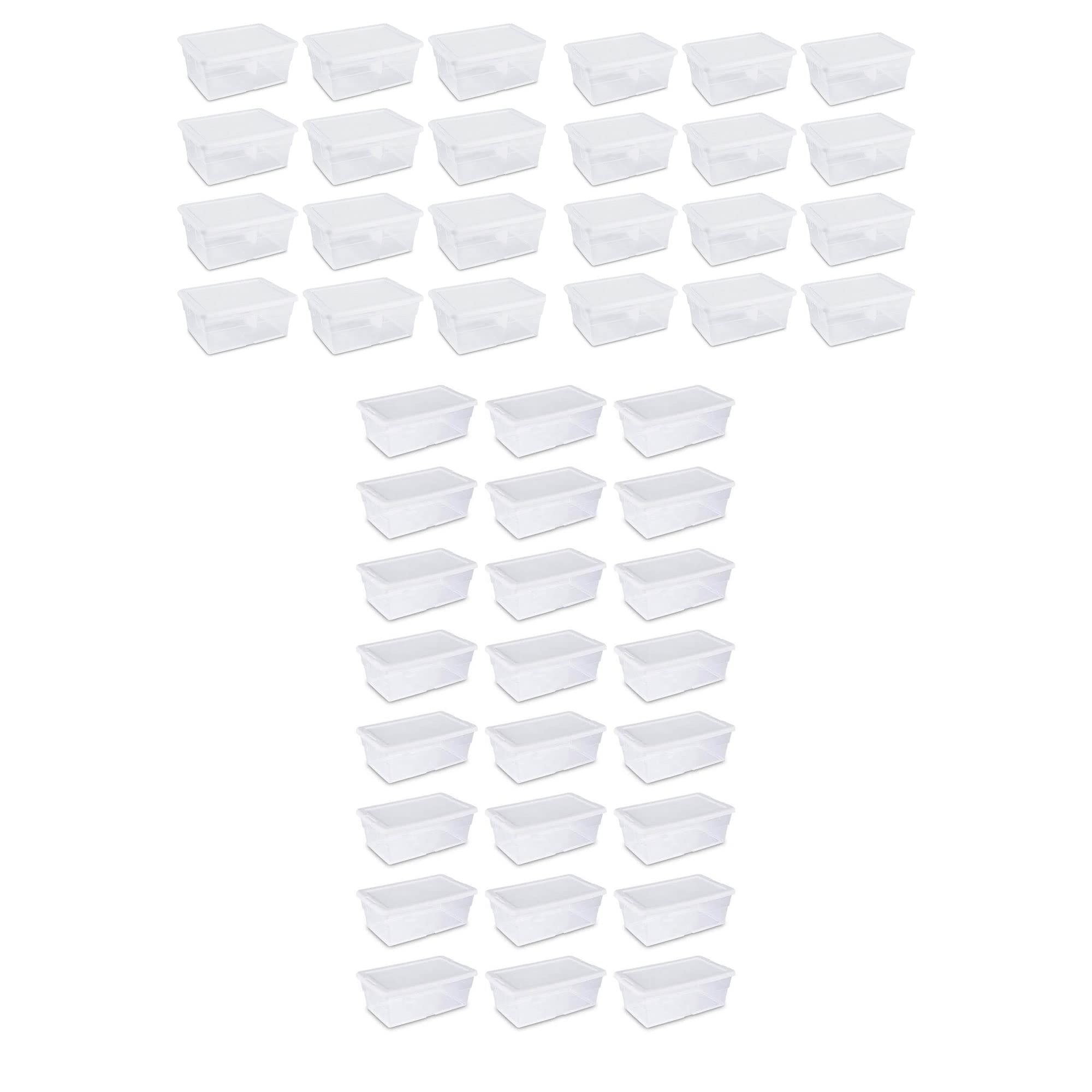 Sterilite 6 Quart & 16 Quart Clear Plastic Storage Containers - 24 Pack Each - Stackable Organizing Bins for Home, Office, Closet & Garage Storage Solutions