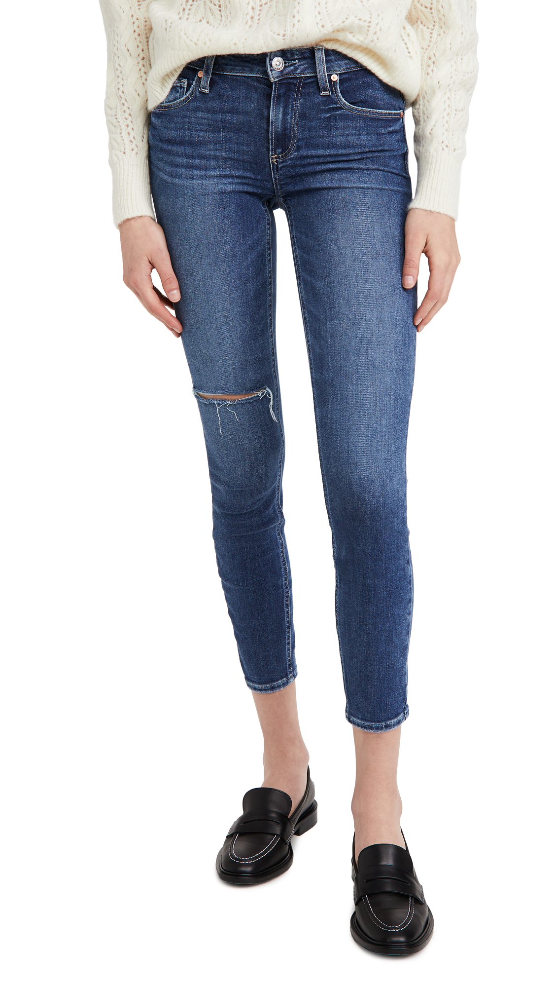 PAIGE Women's Verdugo Ankle Distressed Skinny Jeans - High Waist Stretch Denim Pants for Casual Outfits & Night Out | Perfect for Date Night, Shopping & Weekend Wear