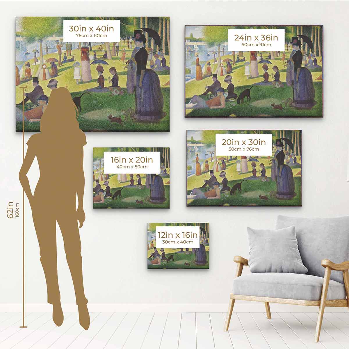 Green Park Wall Art Canvas Print 48x15 Inches - Nature Landscape Decor for Living Room, Bedroom & Office