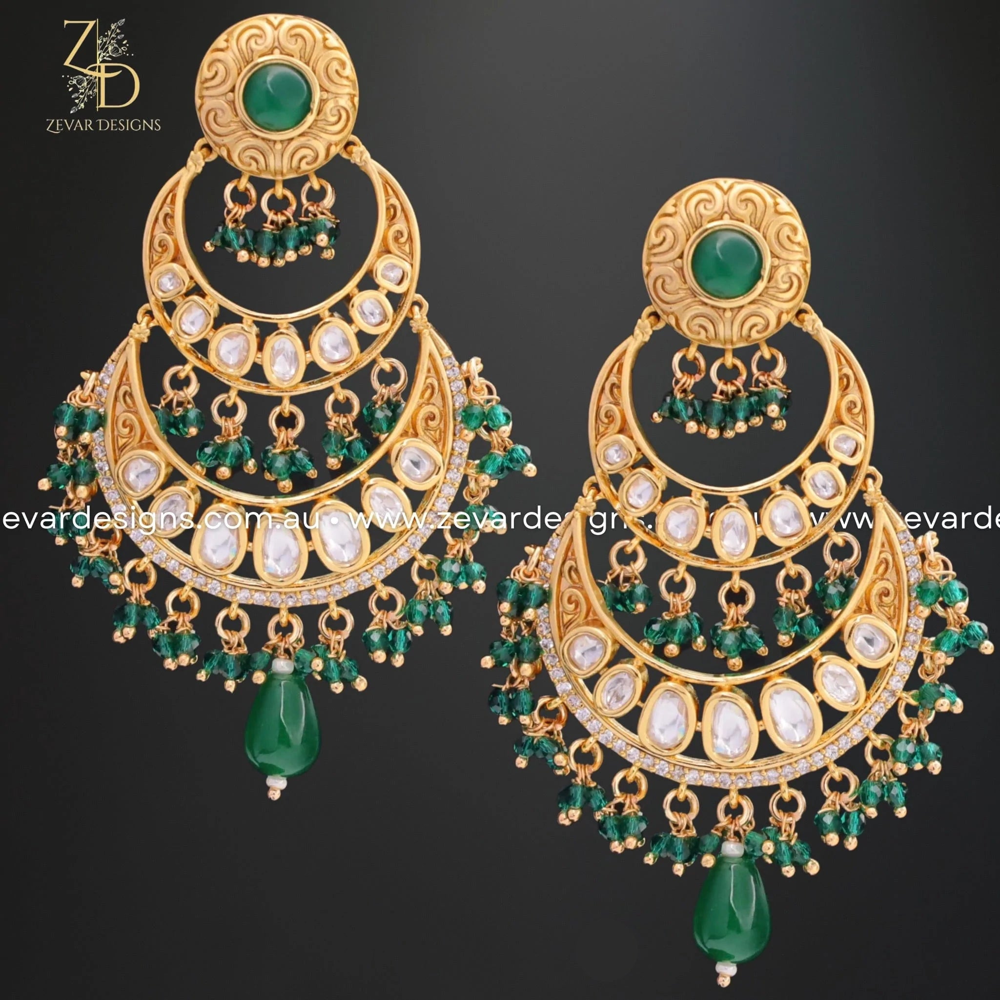 Exquisite Kundan Chandbali Green Earrings | Traditional Indian Jewelry for Women | Perfect for Weddings, Festivals & Special Occasions