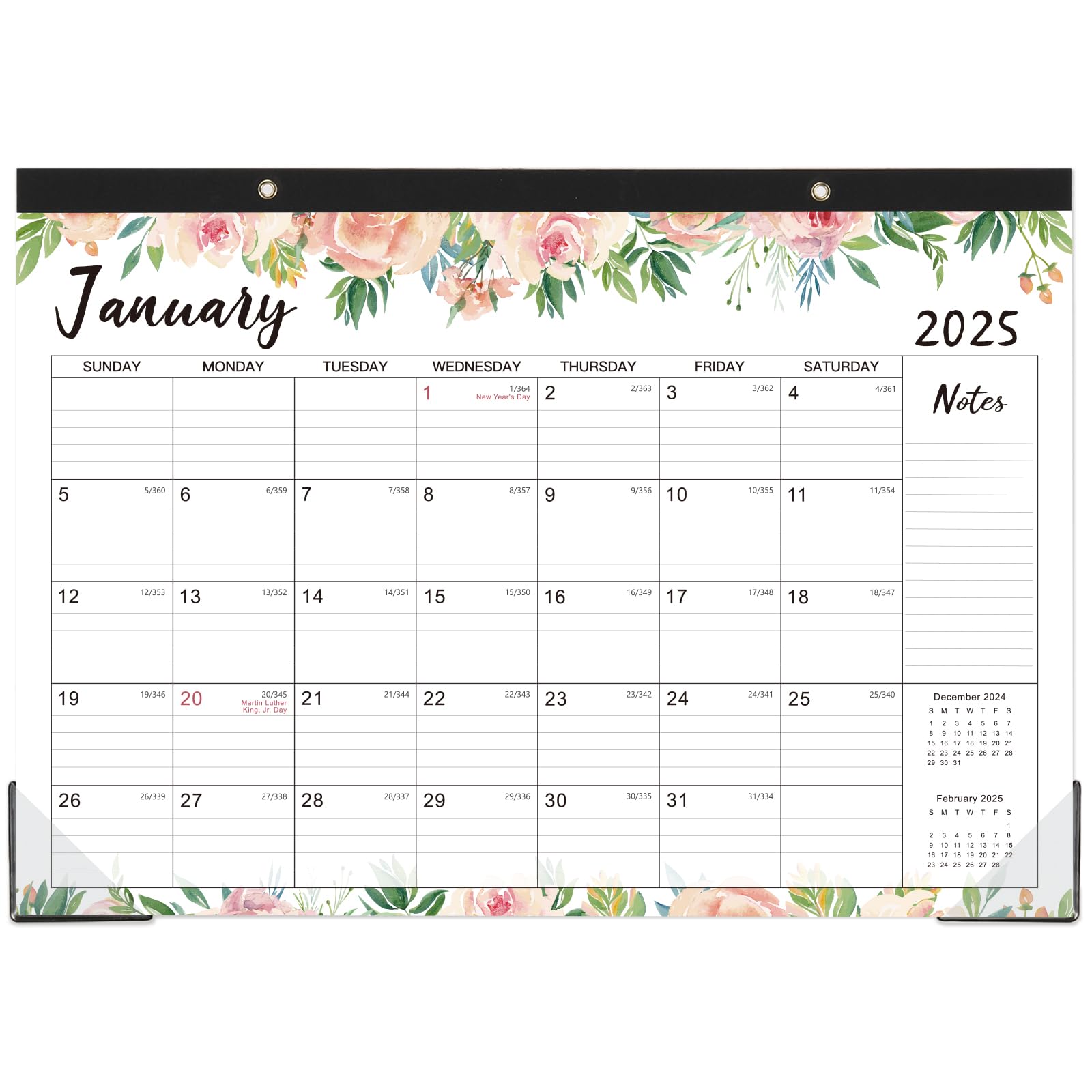 2025 Desk Calendar - Jan 2025 to Dec 2025 | 12-Month Large Monthly Planner | 17