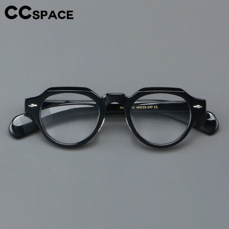 CCspace Women's Full Rim Flat Top Round Acetate Eyeglasses Frame 302359 - Lightweight & Stylish for Work, Reading & Everyday Fashion