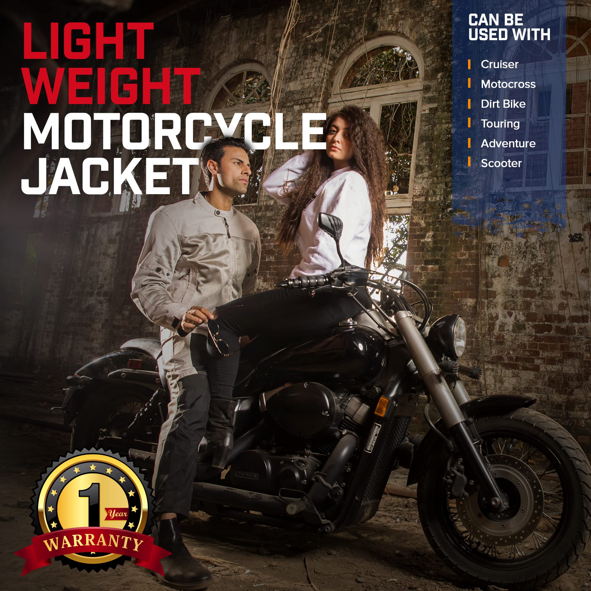 Men's Air Mesh Motorcycle Jacket with Armor - Dual Sport Biker Gear for Riding