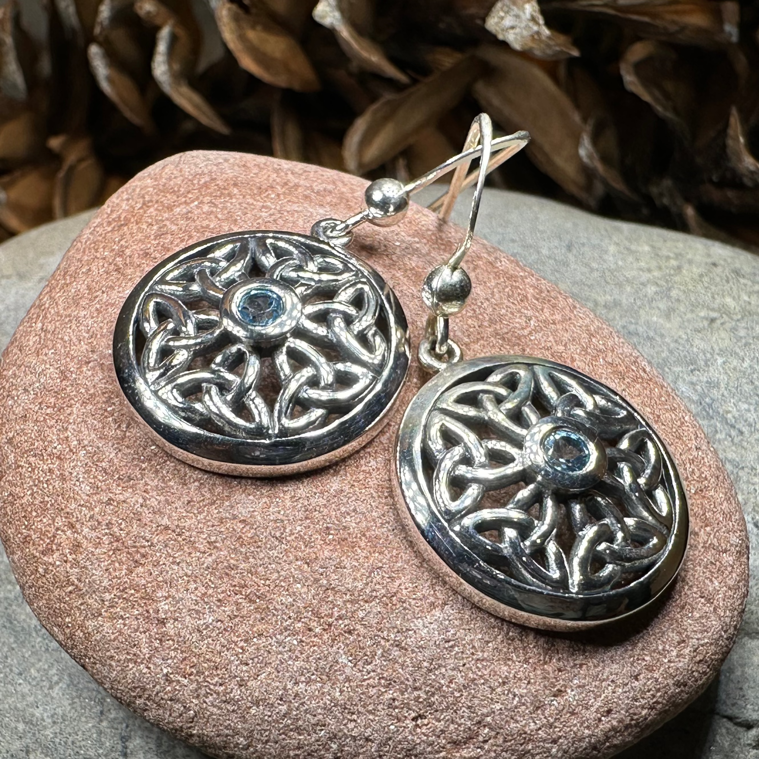 Blue Sky Trinity Knot Earrings - Sterling Silver Celtic Jewelry for Women | Perfect for Weddings, Gifts & Everyday Wear