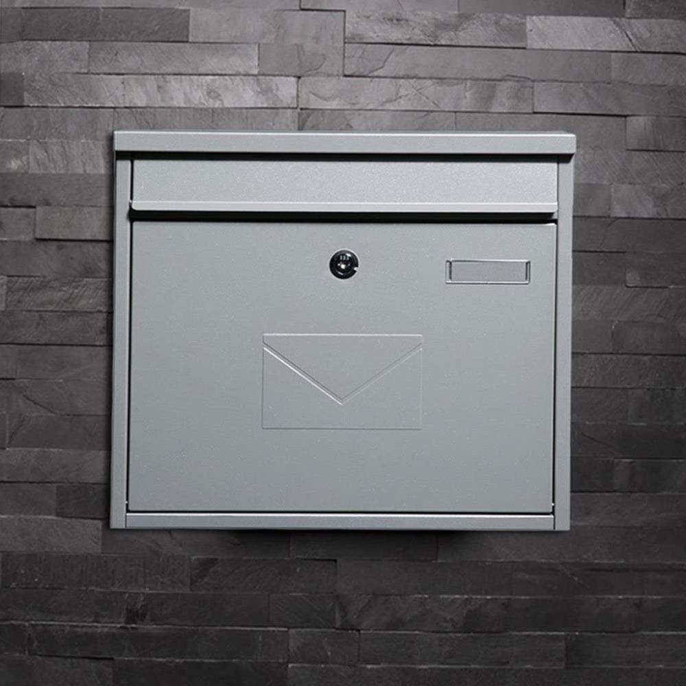 Wall Mounted Outdoor Mailbox - Waterproof Cast Aluminum Letter Box for Newspaper & Mail - Durable Gray Postbox for Home, Office, or Garden (Weatherproof Design)