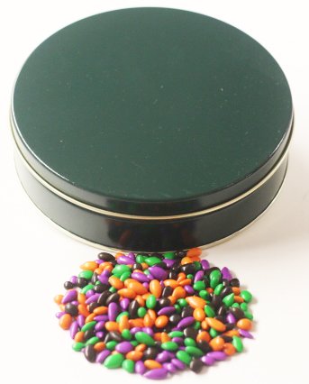 Scott's Cakes Halloween Mix Chocolate Covered Sunflower Seeds - Mini Solid Green Tin - Perfect for Trick-or-Treating, Party Favors & Holiday Gifts