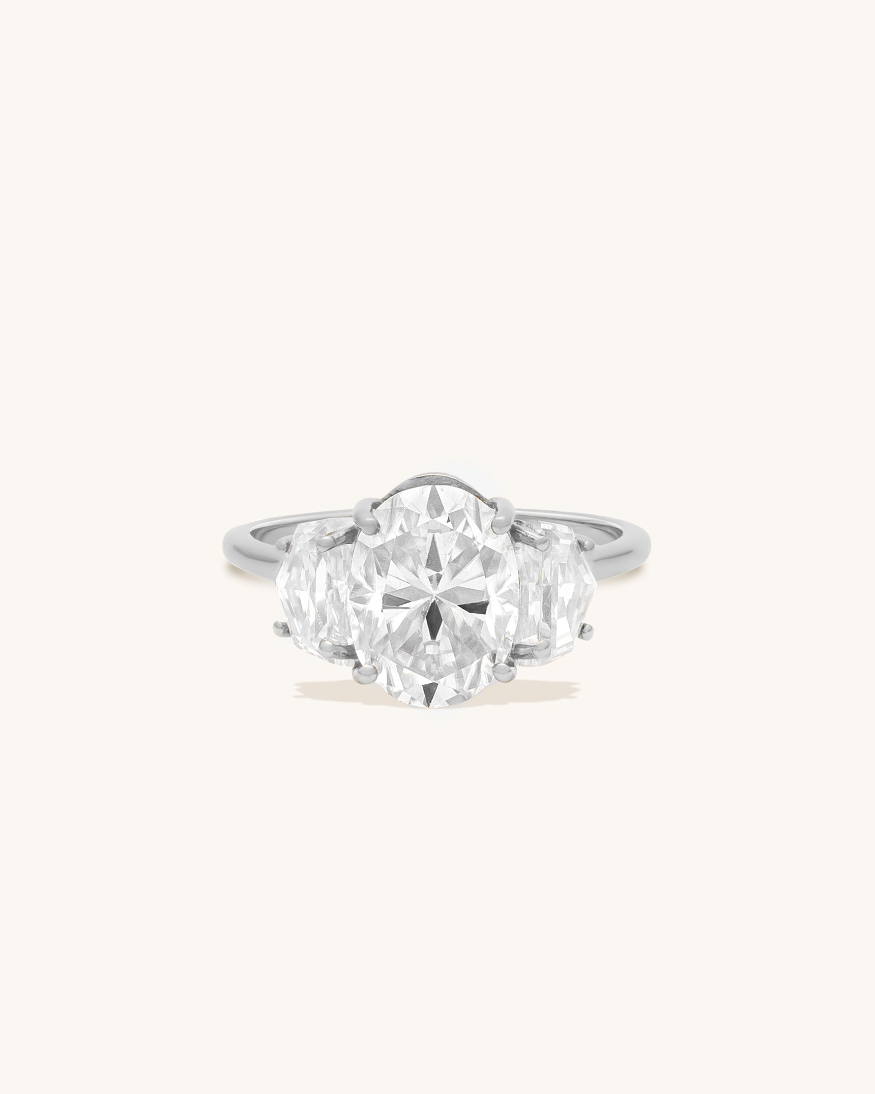 14K White Gold Moissanite Epaulette Ring for Women - Elegant Shoulder-Inspired Jewelry for Weddings, Anniversaries & Special Occasions
