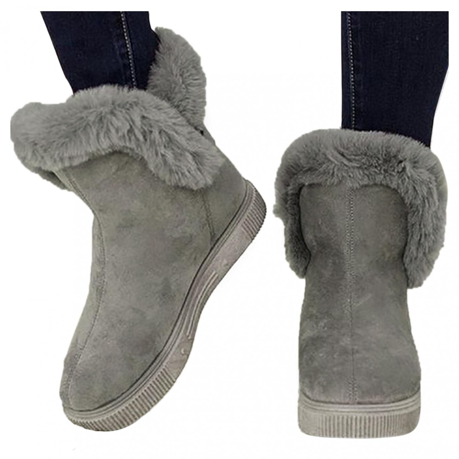 Women's Winter Snow Boots - Slip On Waterproof Ankle Boots with Wedge Heel, Breathable Thermal Insulated for Cold Weather - Perfect for Snow Hiking, Casual Outfits & Outdoor Activities