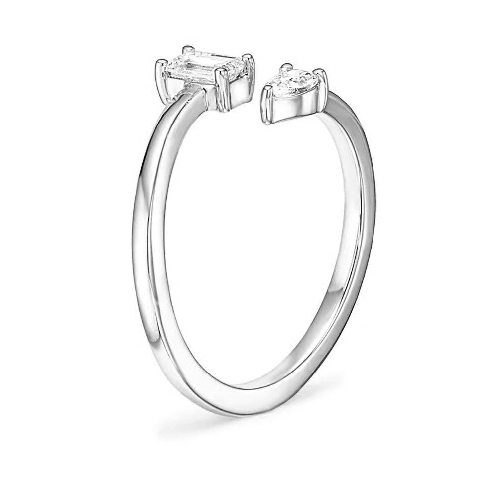 Lab-Grown Pear & Emerald Cut Diamond Toi et Moi Promise Ring - Elegant Engagement & Anniversary Gift for Her