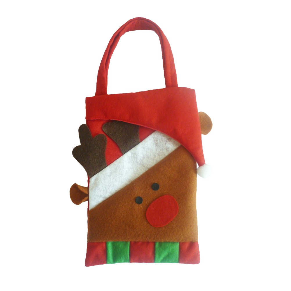 Amosfun Kids Christmas Candy Bags - Portable Holiday Gift Bags with Handle for Party Favors, Treats & Stocking Stuffers (Elk Design) - Perfect for Christmas Parties, School Events & Trick-or-Treating