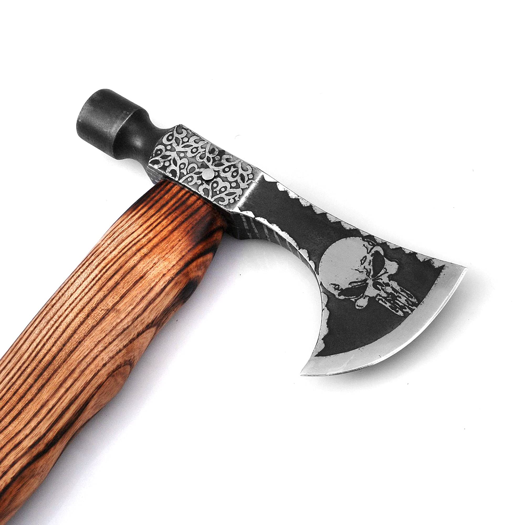 Viking Skull Axe - Handcrafted Bearded Camping & Hunting Axe with Engraved Blade (ARSAXE07) - Perfect for Outdoor Adventures, Bushcraft & Wood Carving