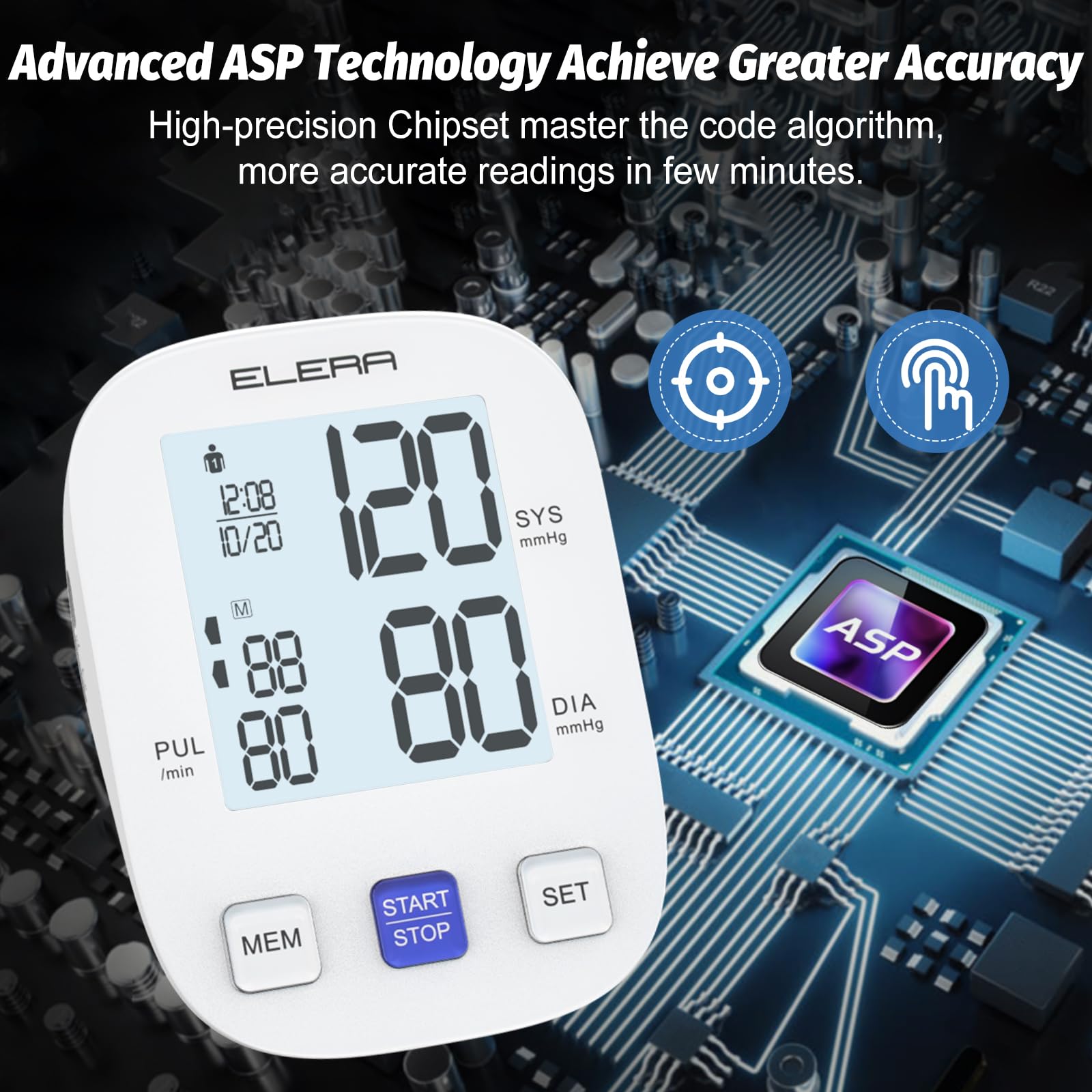 Elera Digital Automatic Upper Arm Blood Pressure Monitor with Extra Large Cuff (32-52cm) & Standard Cuff (22-36cm) - Accurate Home Use for Adults, Seniors, and Family Health Tracking