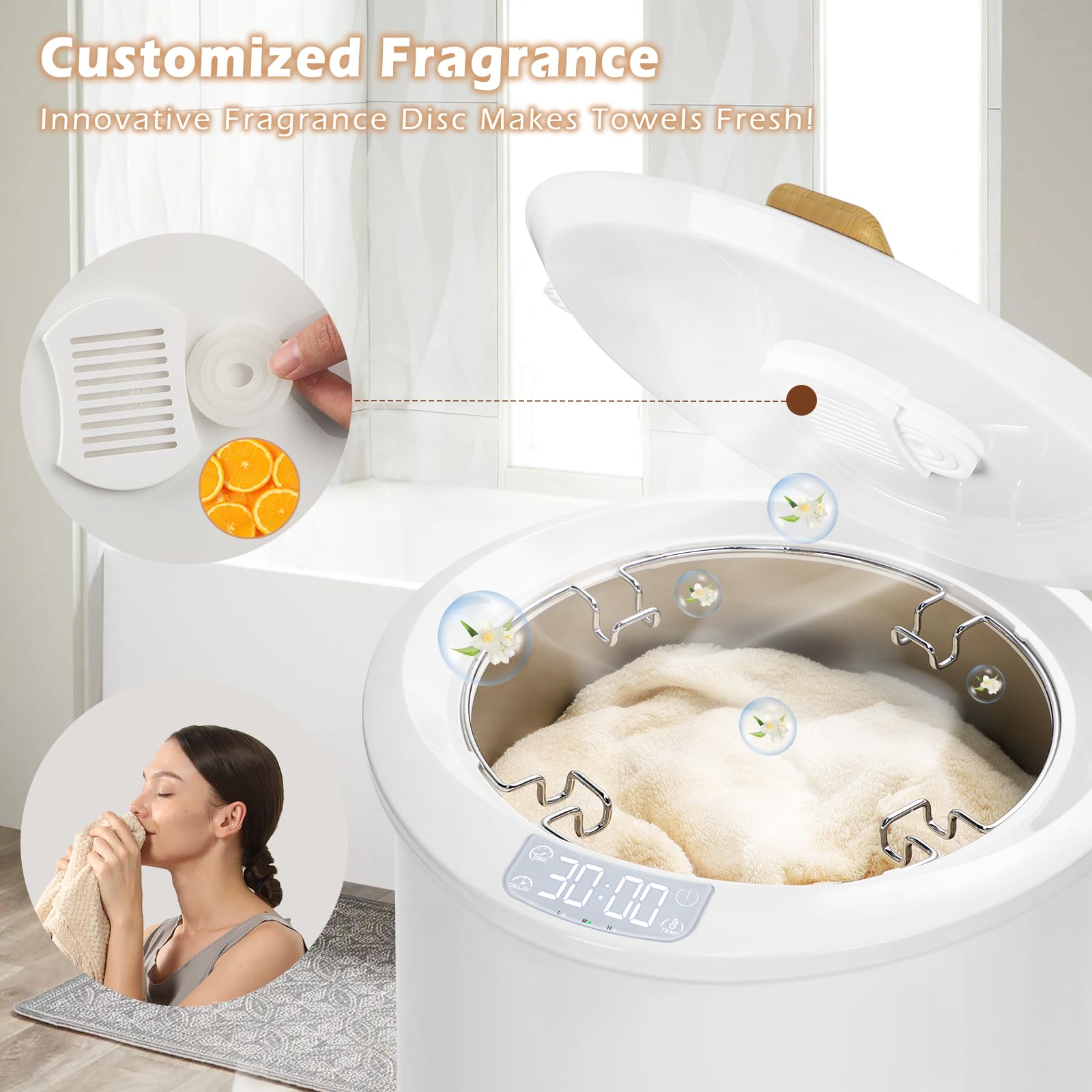 Keenray Upgraded Electric Towel Warmer Bucket - Large Capacity Heated Towel Warmer with 3 Adjustable Heating Modes (30/45/60/90 Min) & 24H Delay Timer - Perfect for Warming Oversized Bathrobes, Blankets and Spa Towels - Ideal for Bathroom, Spa, Salon and Home Use