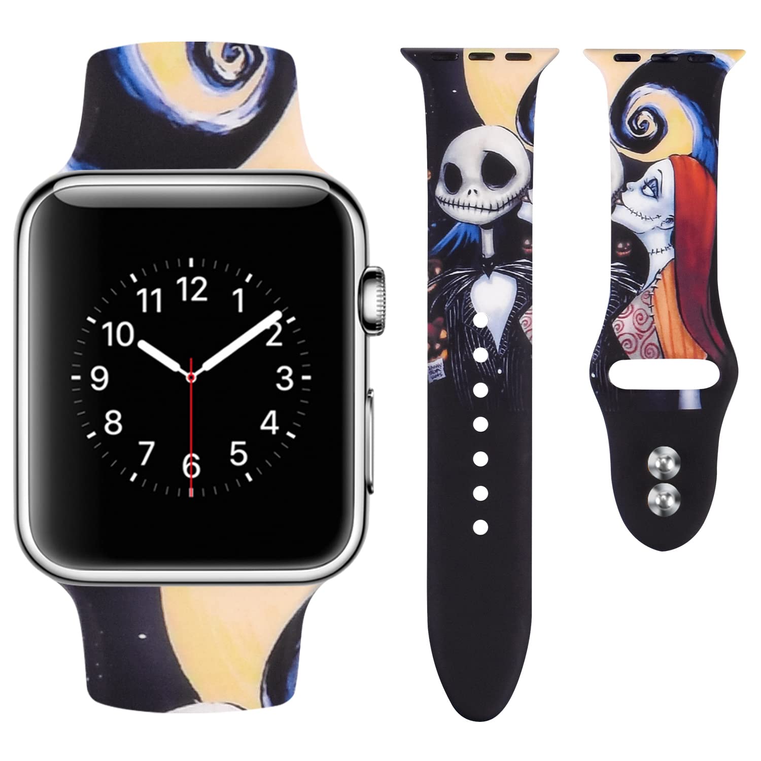 Vozehui Soft Silicone Replacement Band Compatible with Apple Watch 38mm 40mm 41mm - Halloween Pumpkin Flower Printed Sport Strap for iWatch Series SE/7/6/5/4/3/2/1 - Perfect for Women, Men, Kids & Daily Workouts