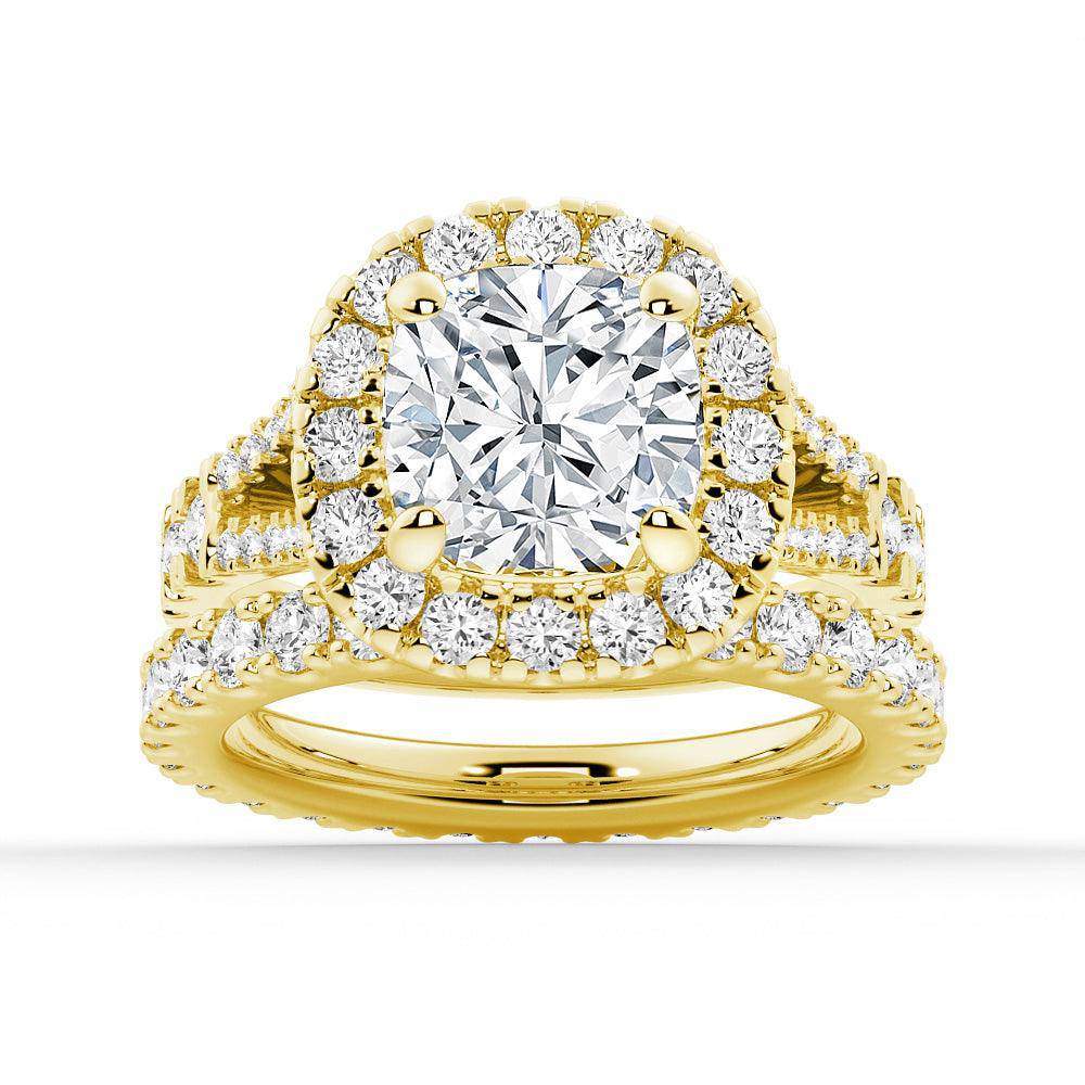 Exquisite Cushion Cut Split Shank Moissanite Halo Engagement Ring for Women | 1.5ct Diamond Alternative Wedding Band | Perfect for Proposals, Anniversaries & Special Occasions
