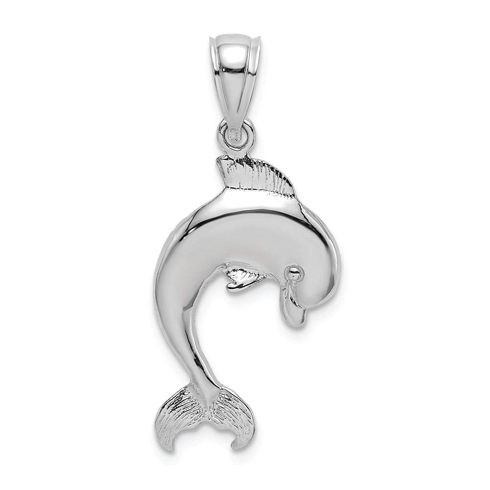 14K White Gold Dolphin Jumping Polish Engraved Charm Pendant - Elegant Jewelry Gift for Women, Perfect for Necklaces & Bracelets - Birthday, Anniversary, Valentine's Day Present