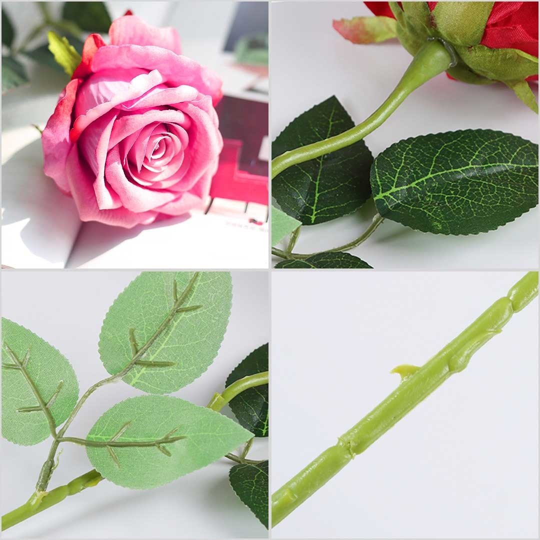 10pcs Artificial Silk Rose Bouquet - Realistic Fake Flowers for Wedding Centerpieces, Home Table Decor, Party Arrangements (Pink) - Perfect for DIY Floral Displays, Gift Wrapping & Event Styling