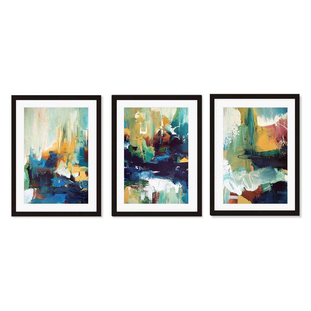 Vibrant Abstract Fields Print Set of 3 - Modern Wall Art for Living Room, Bedroom & Office Decor