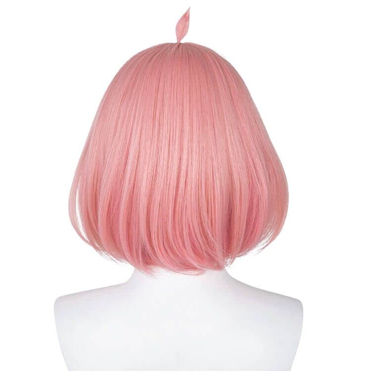 Short Pink Bob Wig with Bangs - Anime Cosplay Synthetic Hair Wig for Women & Girls - Includes Cute Hair Clips & Wig Cap - Perfect for Halloween, Parties & Daily Wear