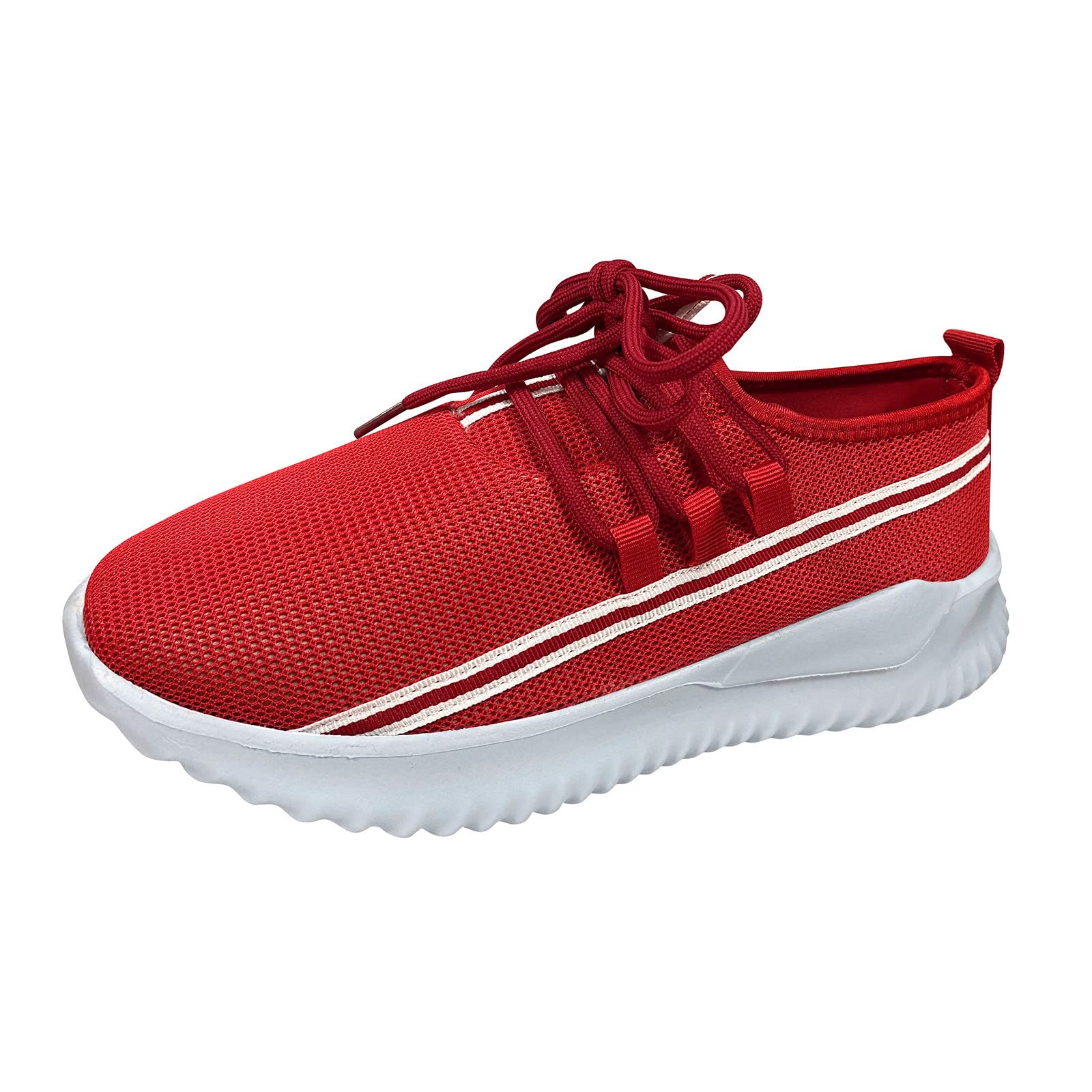 **Women's Flat Slip-On Sneakers - Wide Width Breathable Non-Slip Running Shoes for Walking, Tennis, Gym & Workouts | Fashionable & Comfortable for Daily Wear (Red, Model: k-sn-g25)**