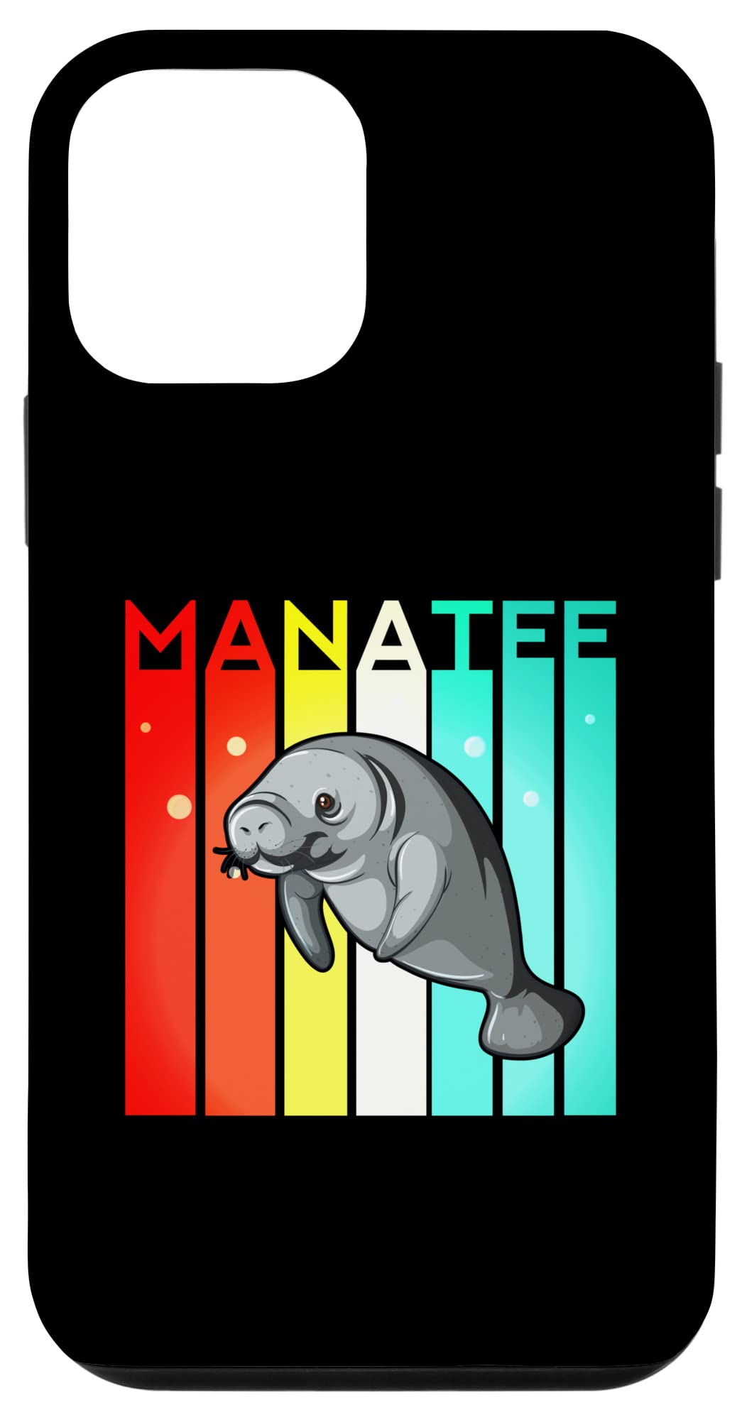 iPhone 12 Mini Waterproof Case - Manatee Retro Vintage Design, Ocean Theme Floating Phone Cover for Swimming, Beach & Pool Use