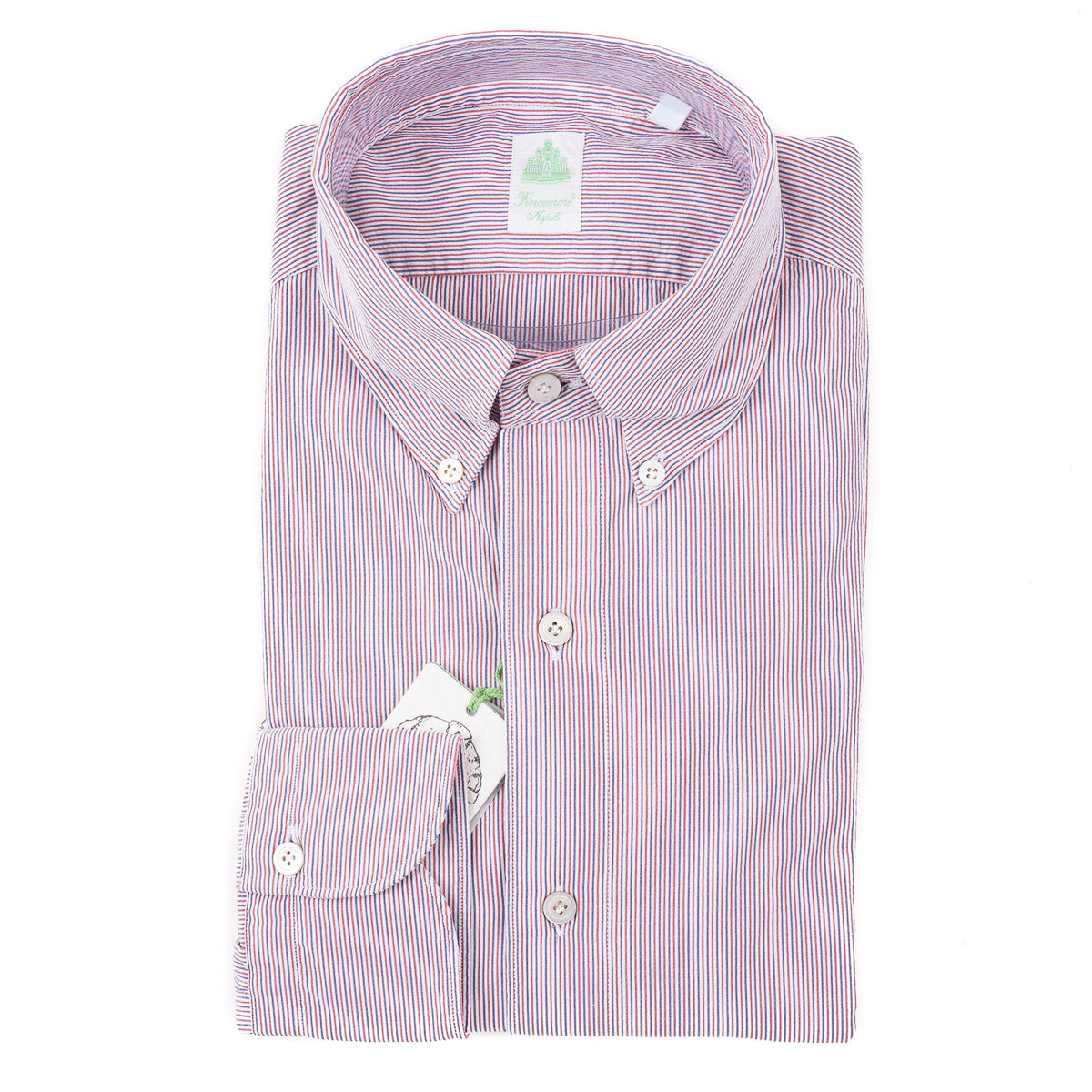 Finamore Premium Woven Stripe Cotton Dress Shirt for Men - Business Casual & Formal Office Wear - Breathable Comfort Fit Button Down Shirt for Work, Weddings & Special Occasions