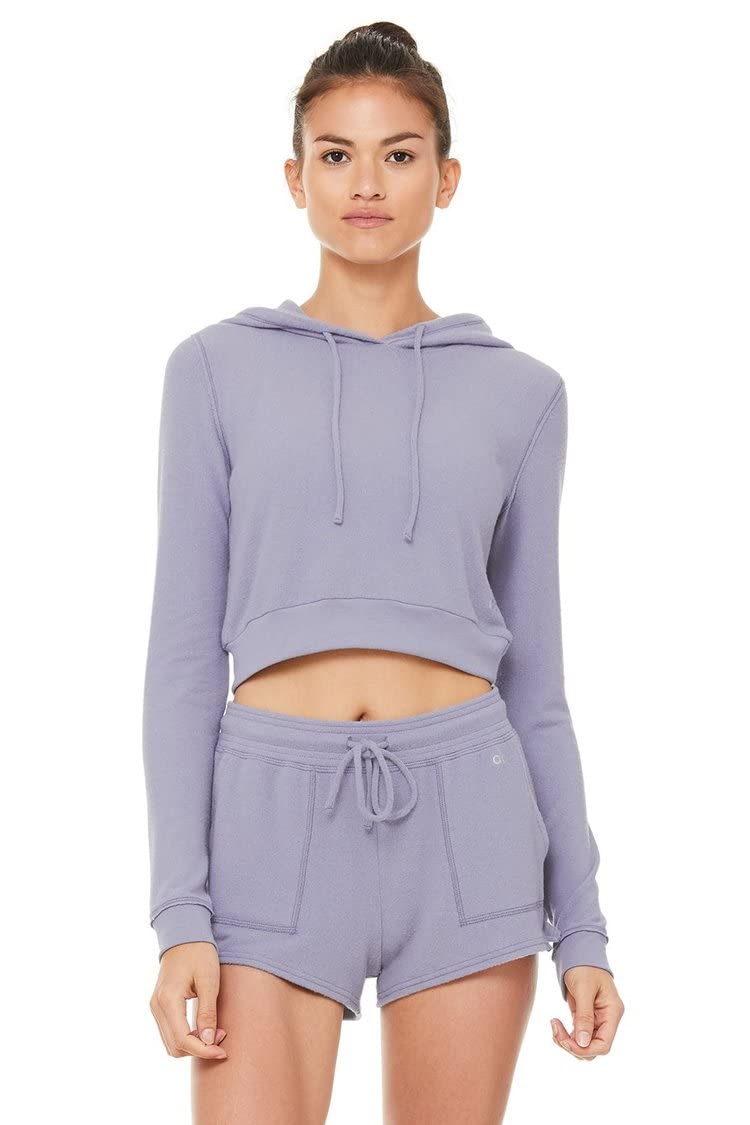 Alo Yoga Women's Getaway Heathered Fitness Hoodie - Soft Workout Pullover for Yoga, Running & Gym - Cozy Lounge Wear for Women