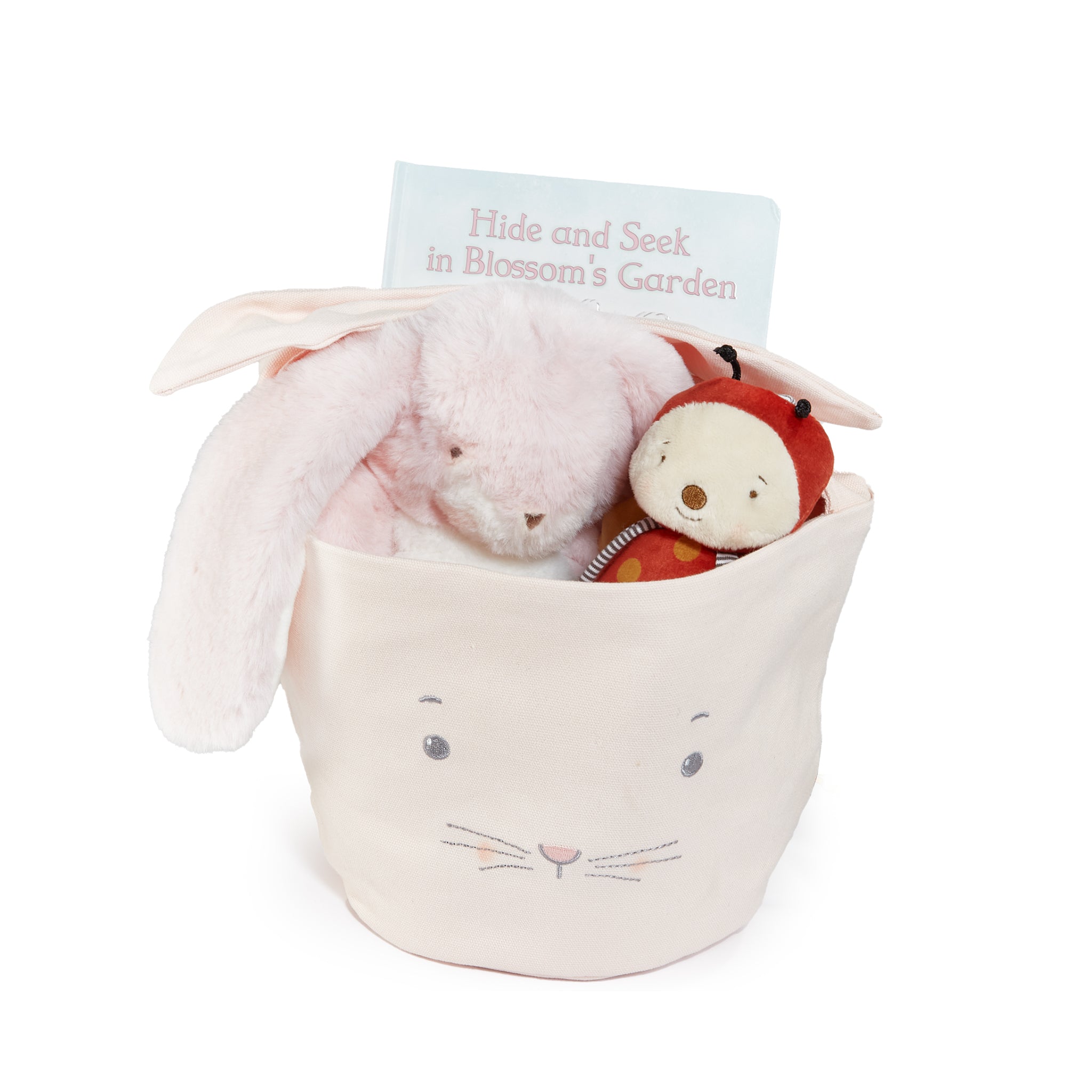 Blossom Bunny Gift Bucket Set - Easter Basket, Spring Decor, Baby Shower Present - Perfect for Easter Gifts, Nursery Decorations & Spring Celebrations