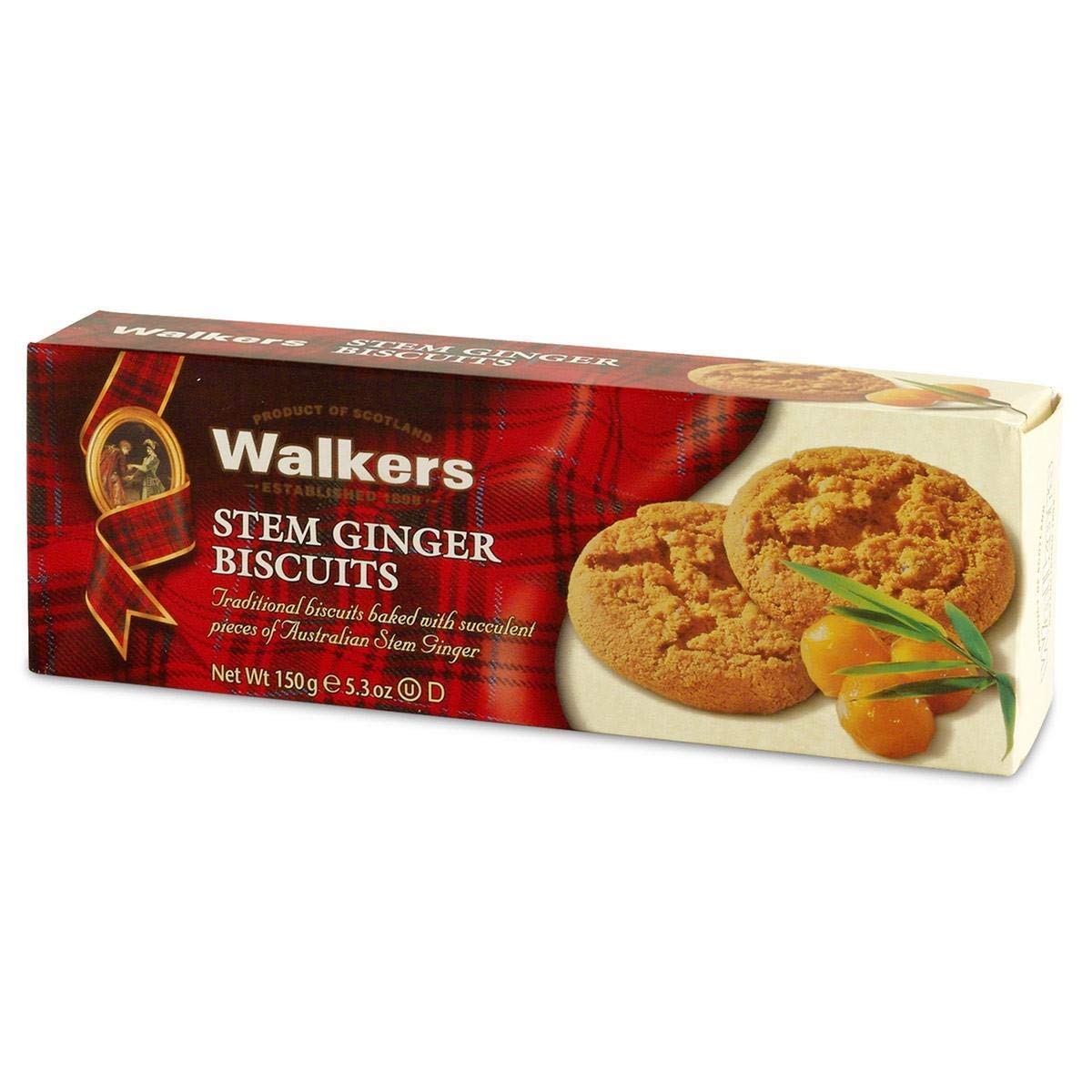 Walkers Shortbread Stem Ginger Cookies, 5.3 Oz (12 Pack) - Traditional Scottish Biscuits with Real Ginger - Perfect for Tea Time, Gifts & Holiday Baking