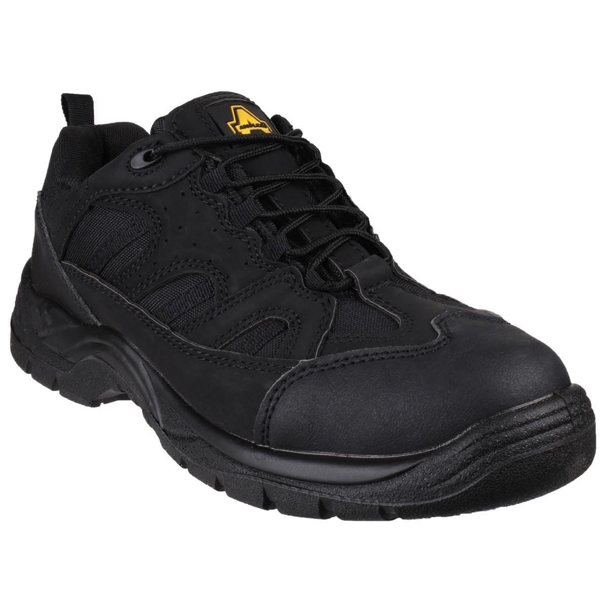 Men's FS214 Vegan Safety Work Shoes - Black, UK 7 / EU 41 - Slip Resistant, Lightweight for Construction, Warehouse & Industrial Work